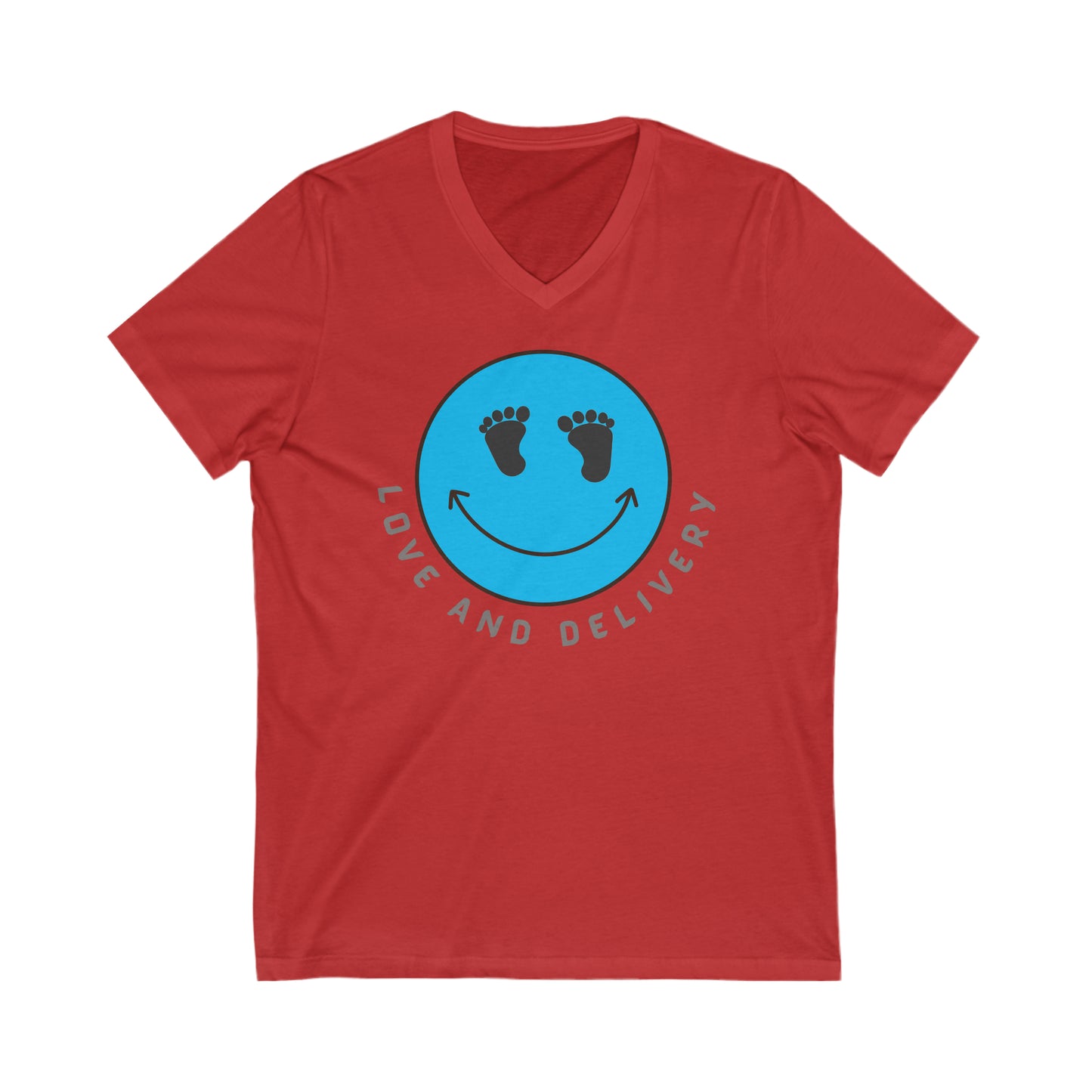 UNISEX V NECK LOVE AND DELIVERY T SHIRT GIFT FOR L & D NURSE