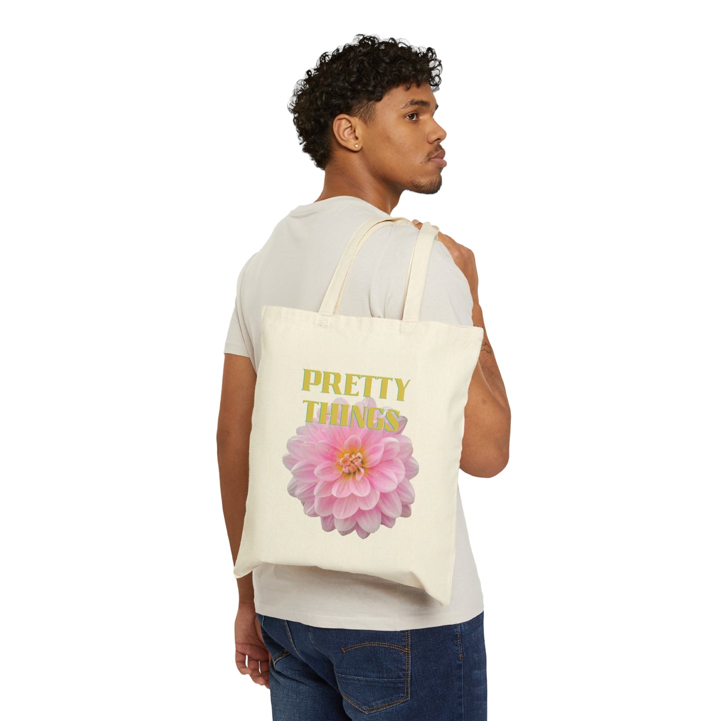 Pink Peony Design Cotton Canvas statement Tote Bag