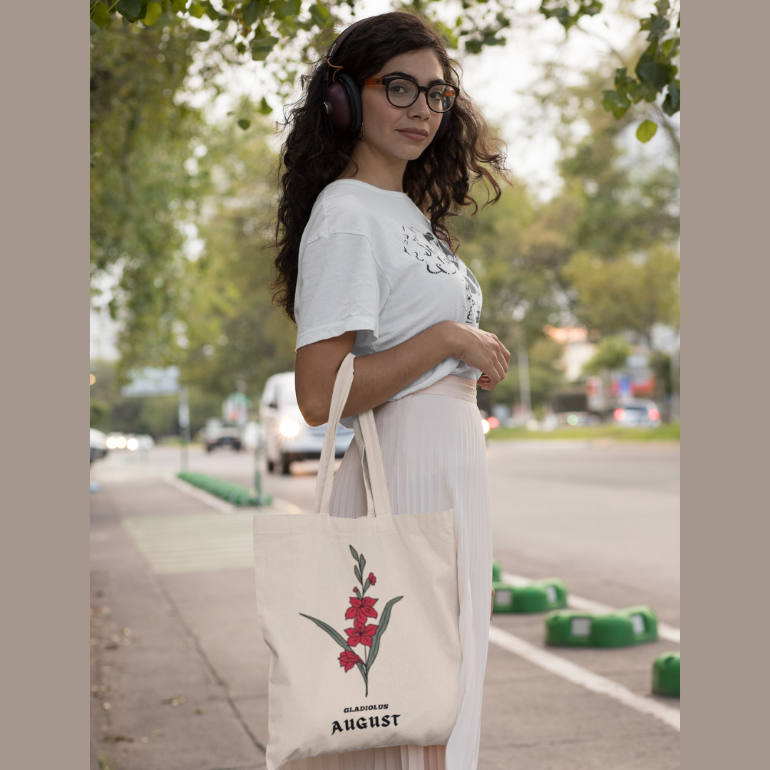 AUGUST BIRTH MONTH FLOWER TOTE BAG (GLADIOLUS)