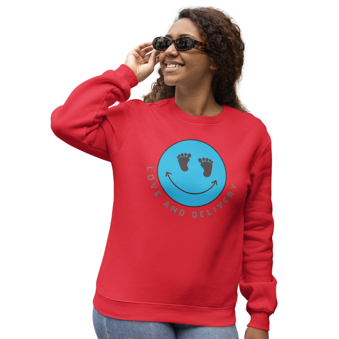UNISEX LOVE AND DELIVERY CREWNECK SWEATSHIRT GIFT FOR L AND D NURSES