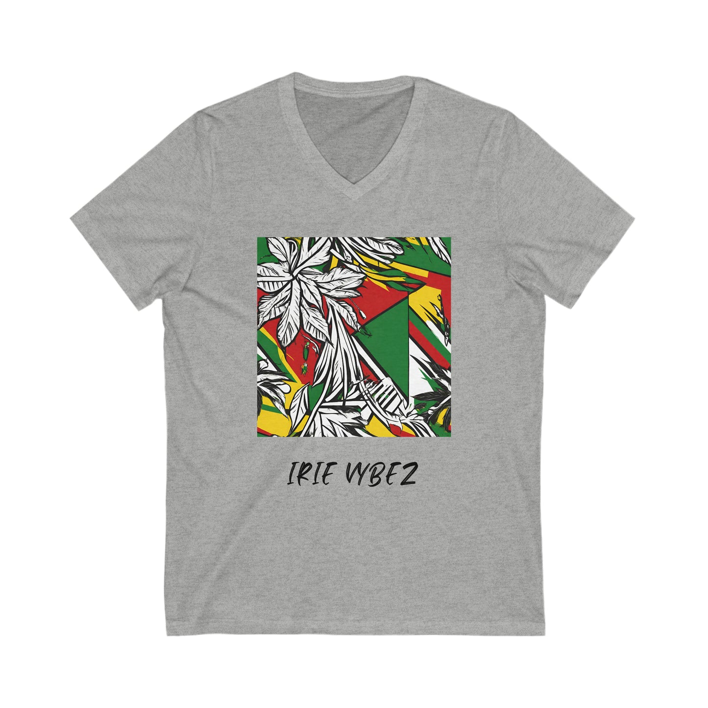 IRIE VYBEZ GRAPHIC ROOTS DESIGN V NECK TEE SHIRT