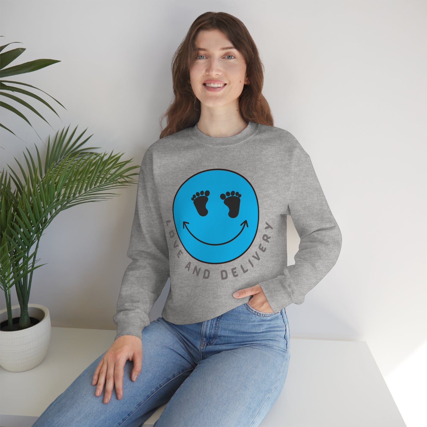 UNISEX LOVE AND DELIVERY CREWNECK SWEATSHIRT GIFT FOR L AND D NURSES