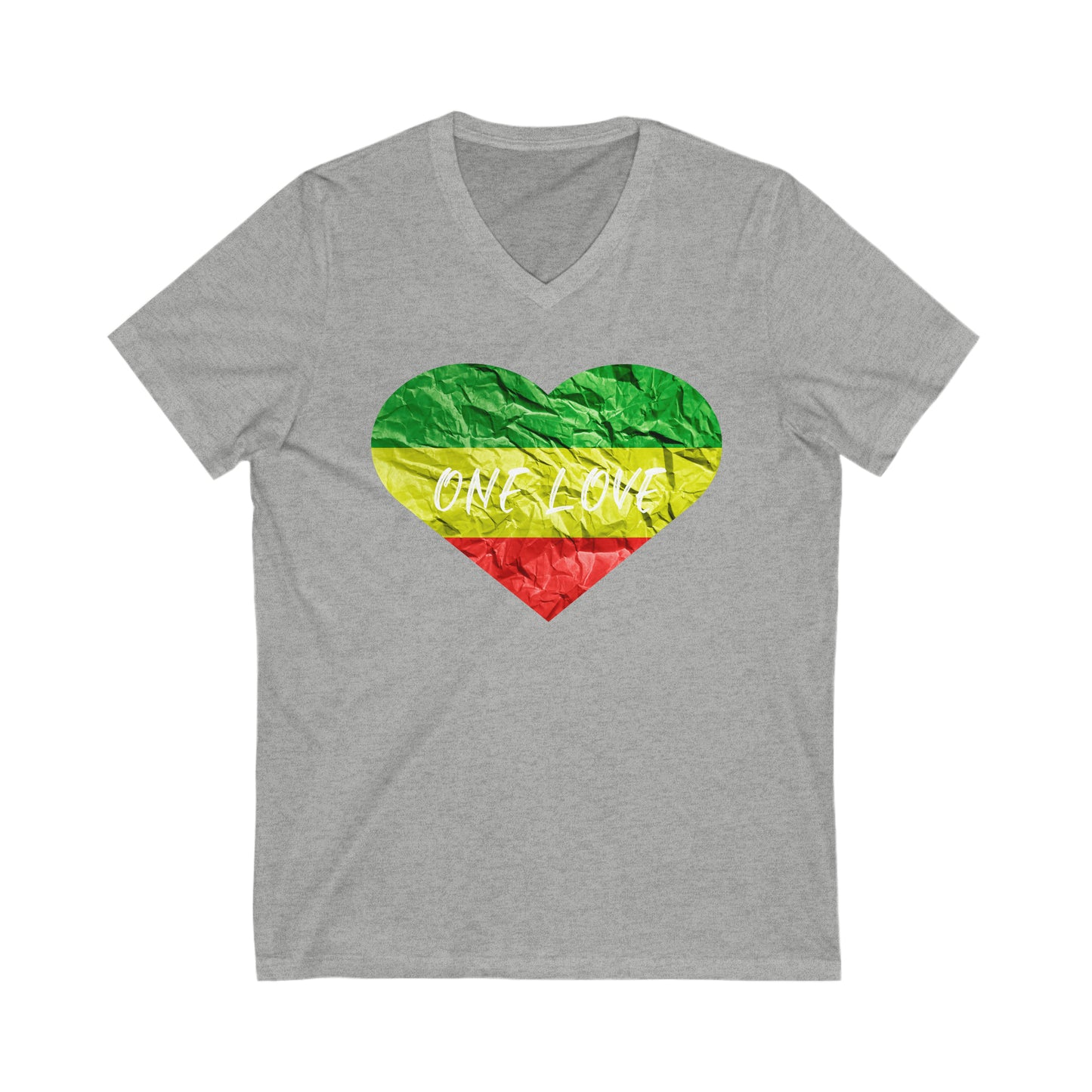 IRIE VYBEZ ITES COLOR HEART DESIGN V NECK TEE SHIRT GIFT
