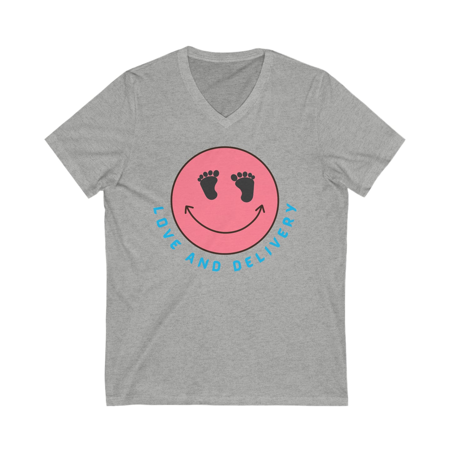 V NECK T SHIRT LOVE AND DELIVERY NURSE GIFT FOR L & D NURSES