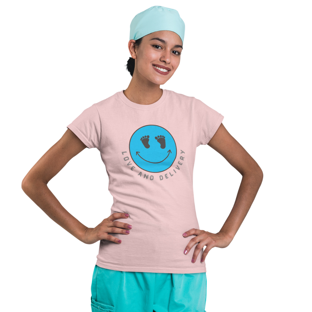 L AND D CREW NECK LOVE AND DELIVERY TSHIRT GIFT FOR L AND D NURSES