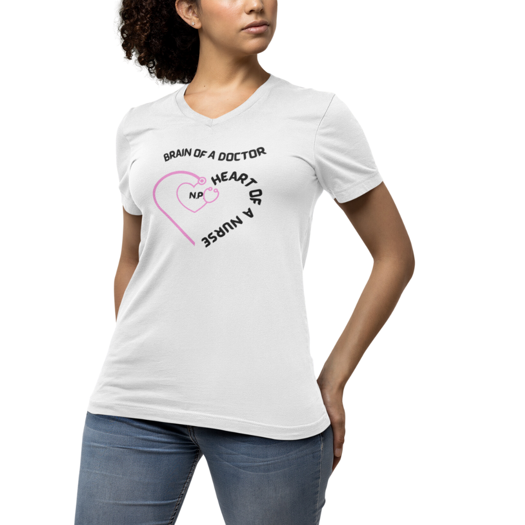 V NECK UNISEX SHORT SLEEVE NURSE T SHIRT GIFT FOR NURSE PRACTITIONER