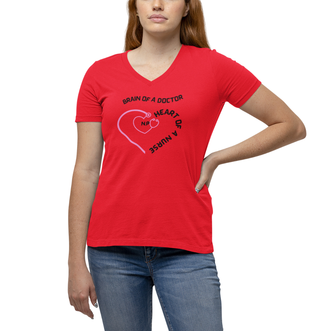 V NECK UNISEX SHORT SLEEVE NURSE T SHIRT GIFT FOR NURSE PRACTITIONER