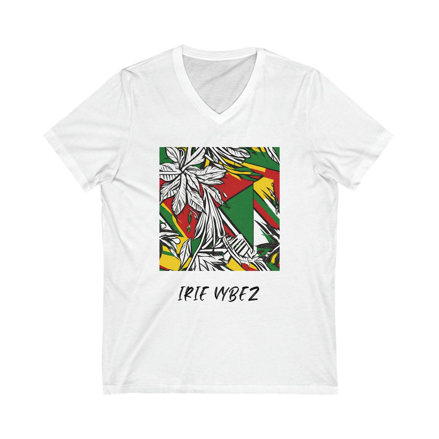IRIE VYBEZ GRAPHIC ROOTS DESIGN V NECK TEE SHIRT