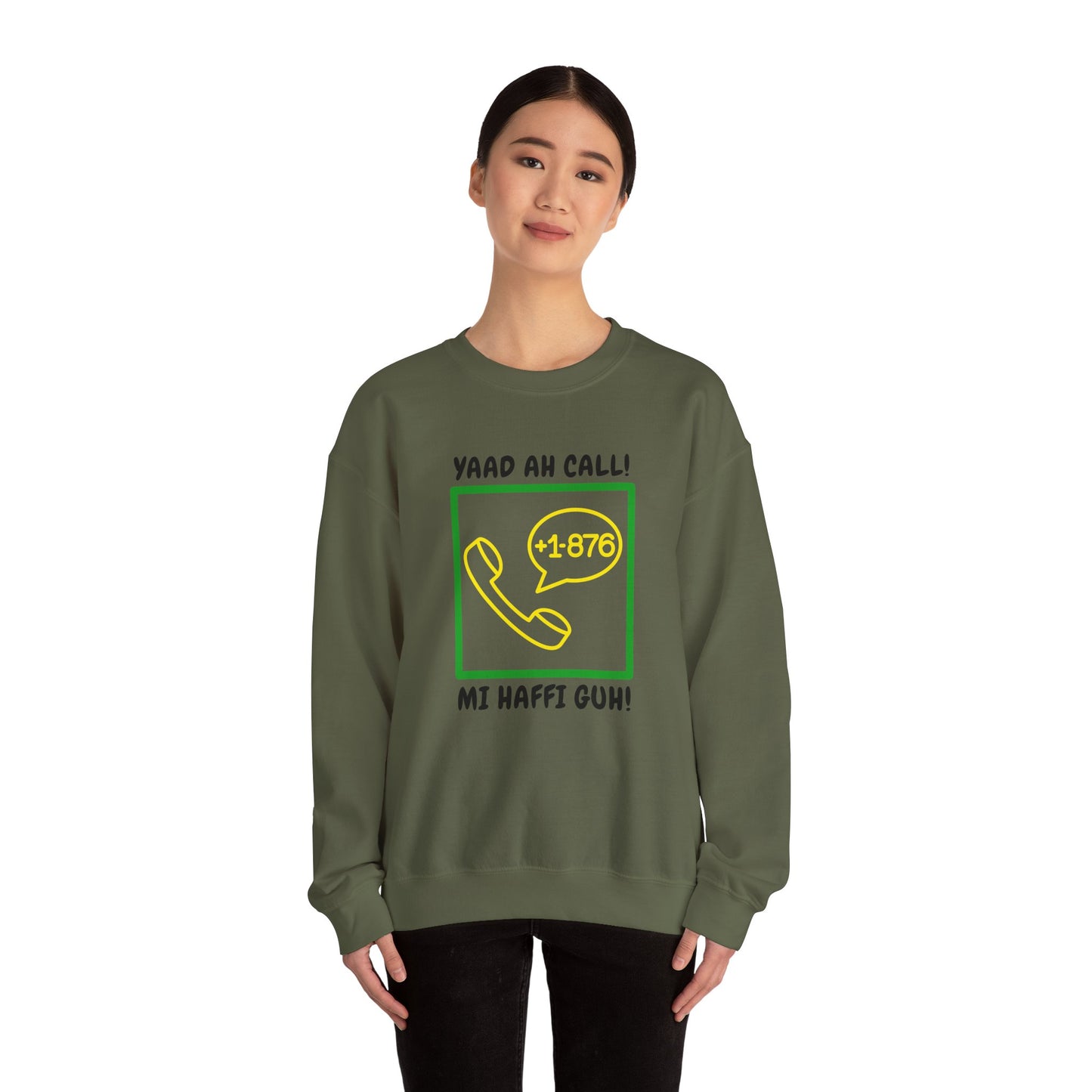 Yaad Ah Call! Mi Haffi Guh Jamaican Support Retro Phone Graphic Sweatshirt
