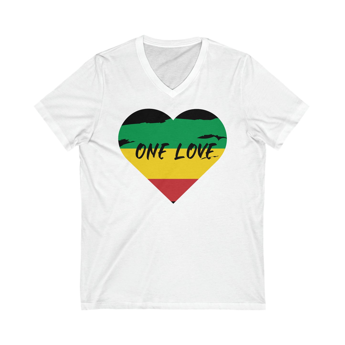 ONE LOVE HEART ROOTS V NECK TEE SHIRT