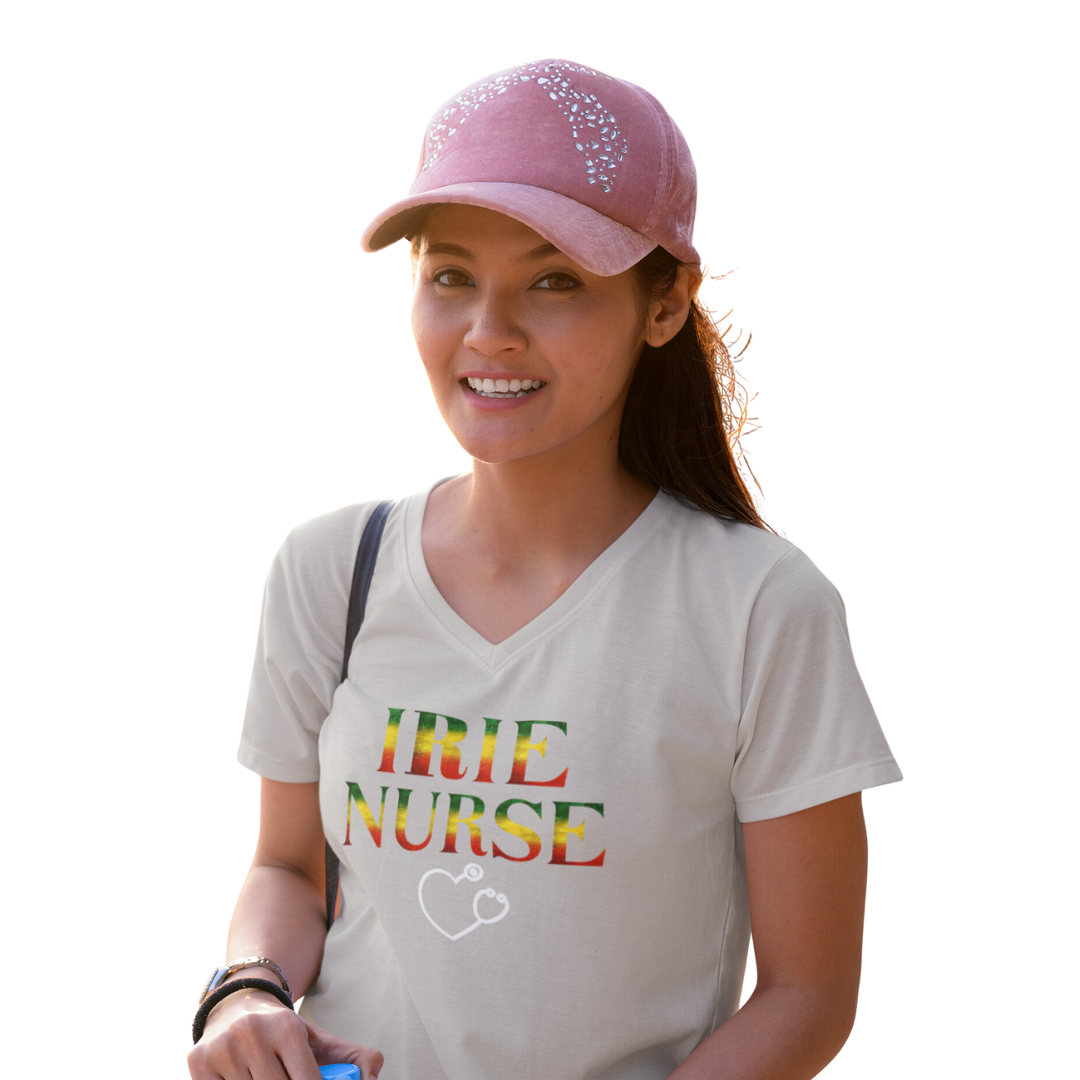 IRIE NURSE V NECK UNISEX T SHIRT GIFT