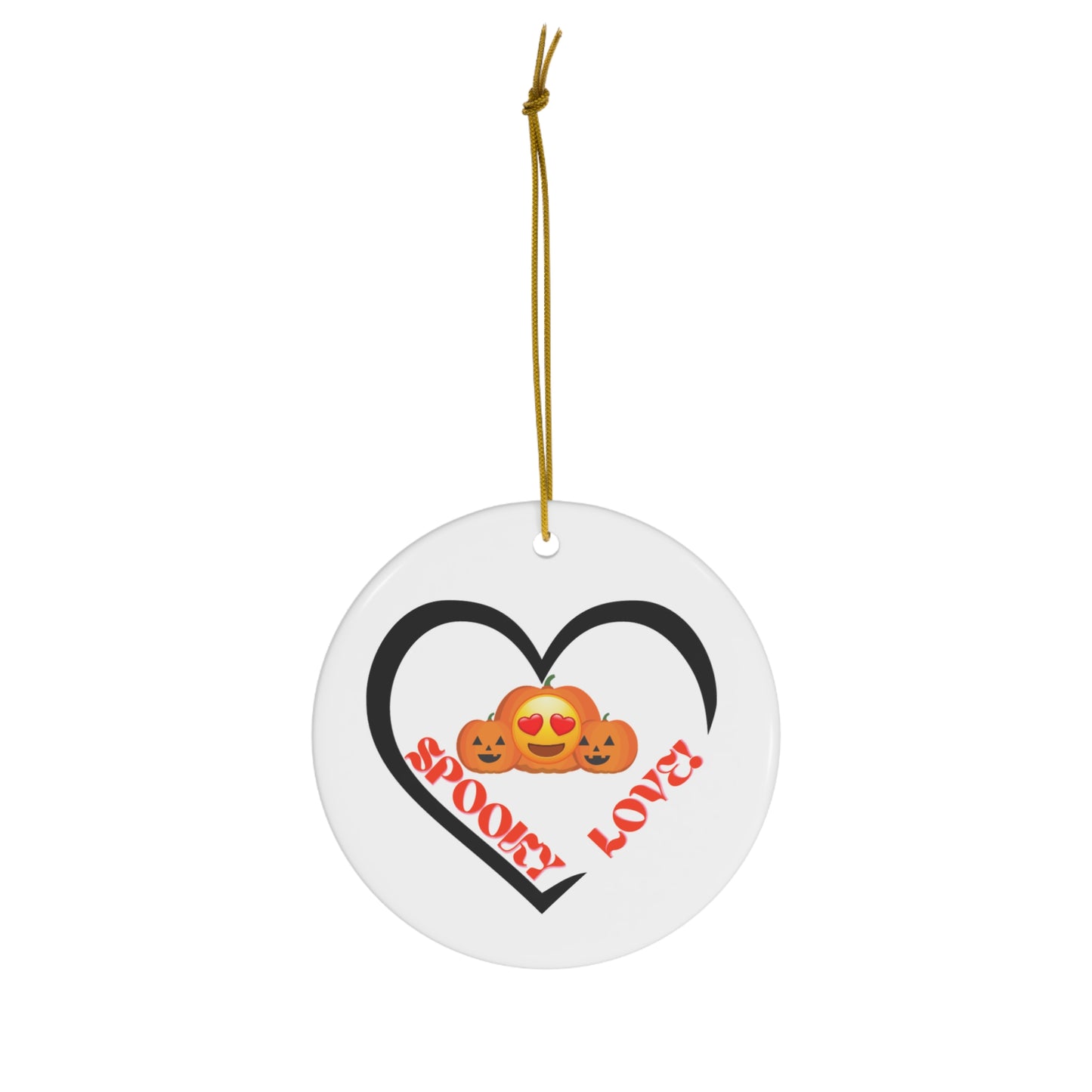 SPOOKY LOVE PUMPKIN HALLOWEEN THEME CIRCULAR CERAMIC HANGING ORNAMENT