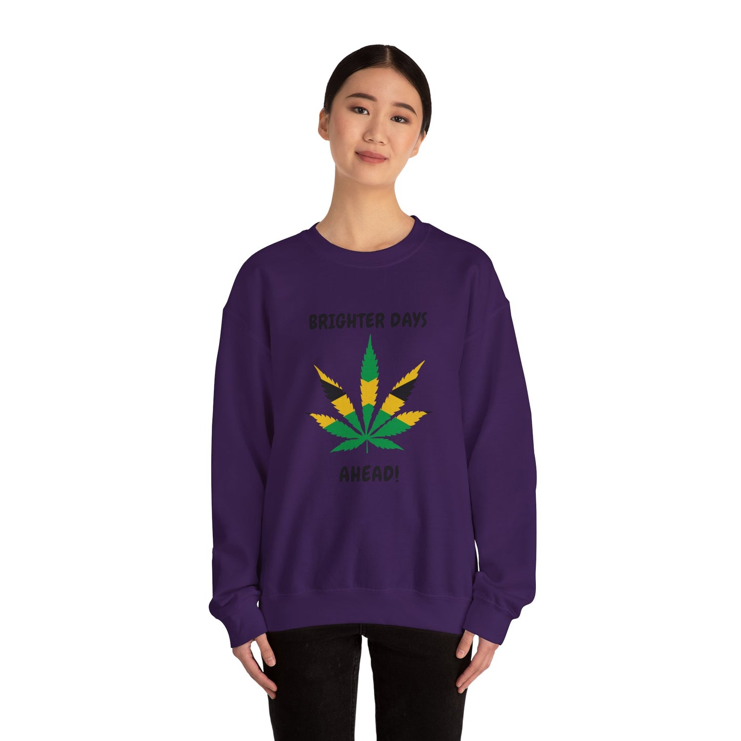 Brighter Days Ahead Sweatshirt — Rasta Leaf Graphic Crewneck