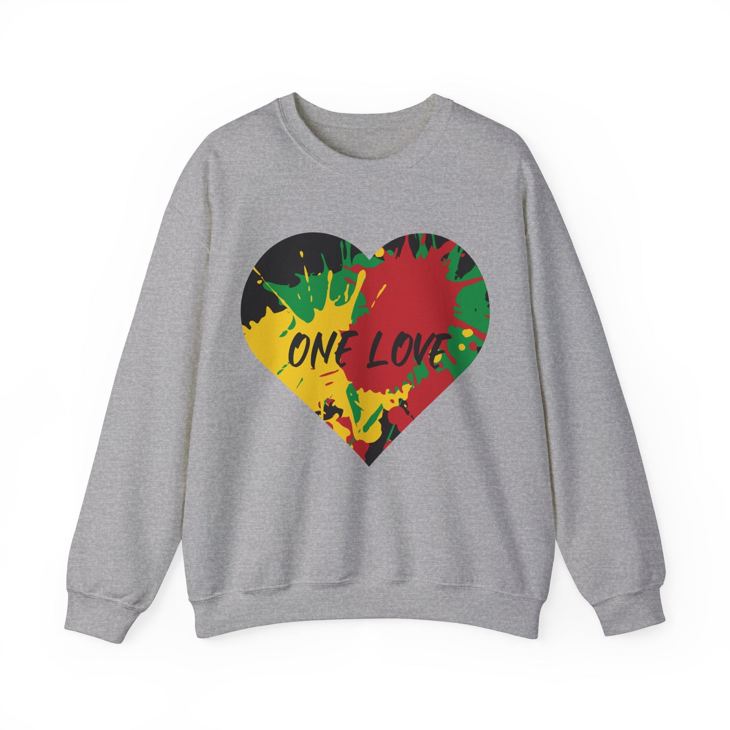 ONE LOVE SPLASH ROOTS COLOR HEART DESIGN SWEATSHIRT GIFT