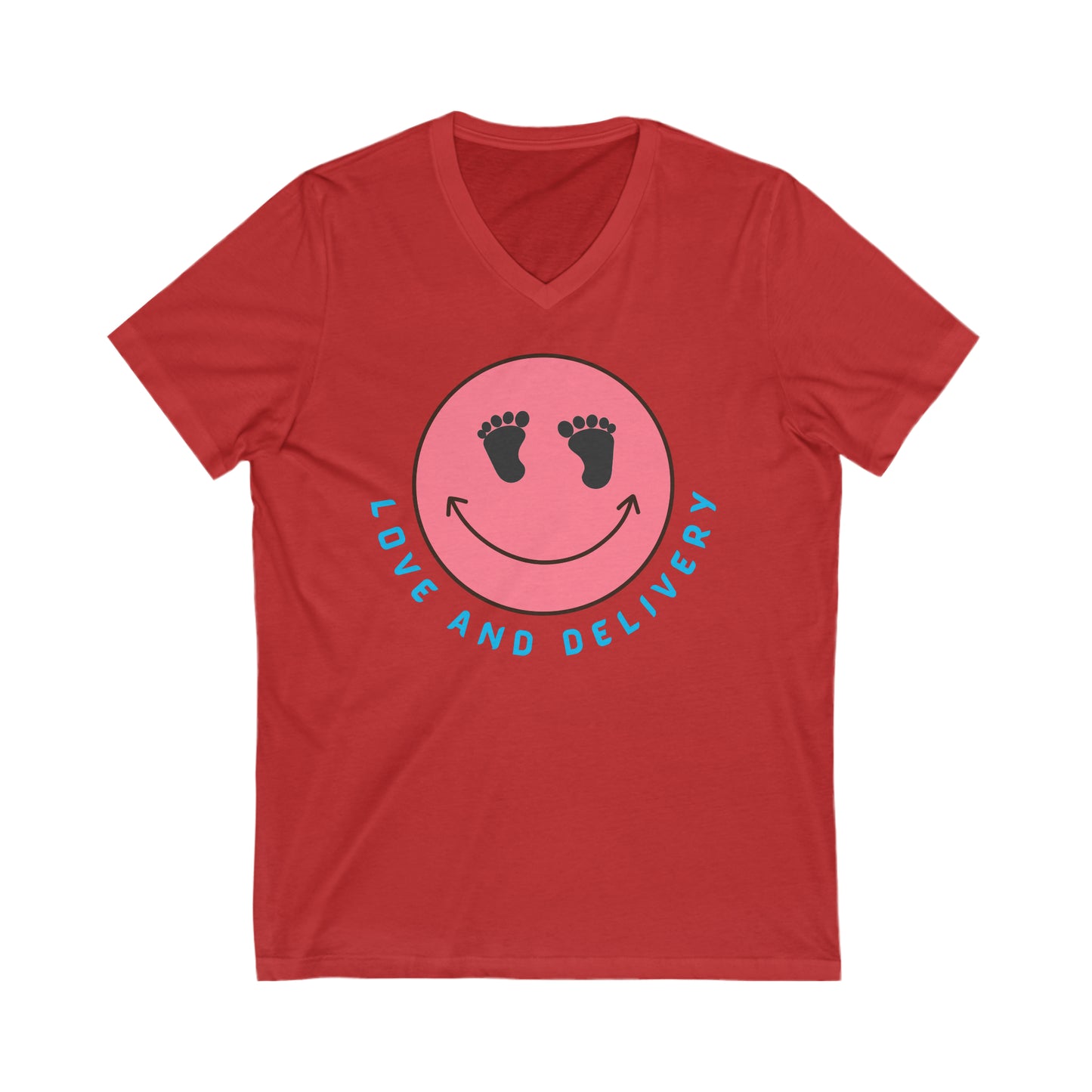 V NECK T SHIRT LOVE AND DELIVERY NURSE GIFT FOR L & D NURSES