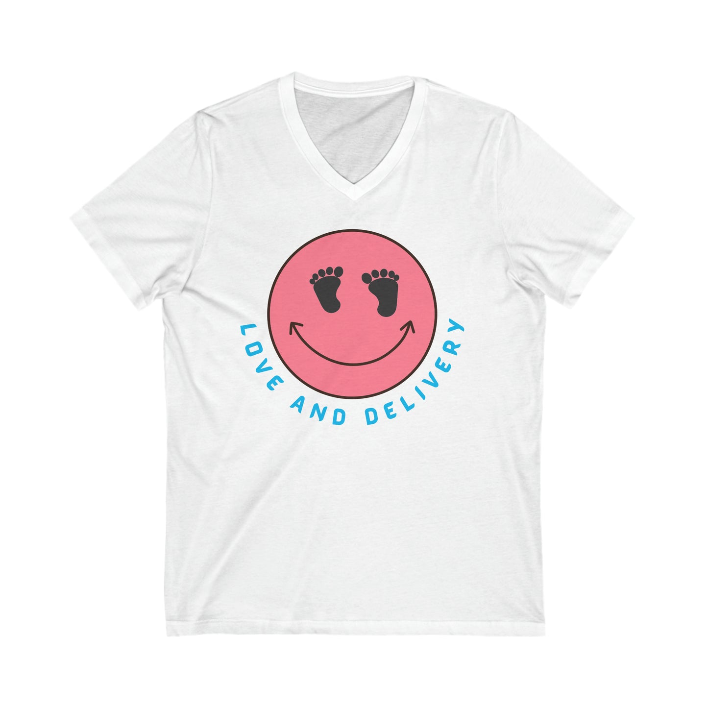 V NECK T SHIRT LOVE AND DELIVERY NURSE GIFT FOR L & D NURSES