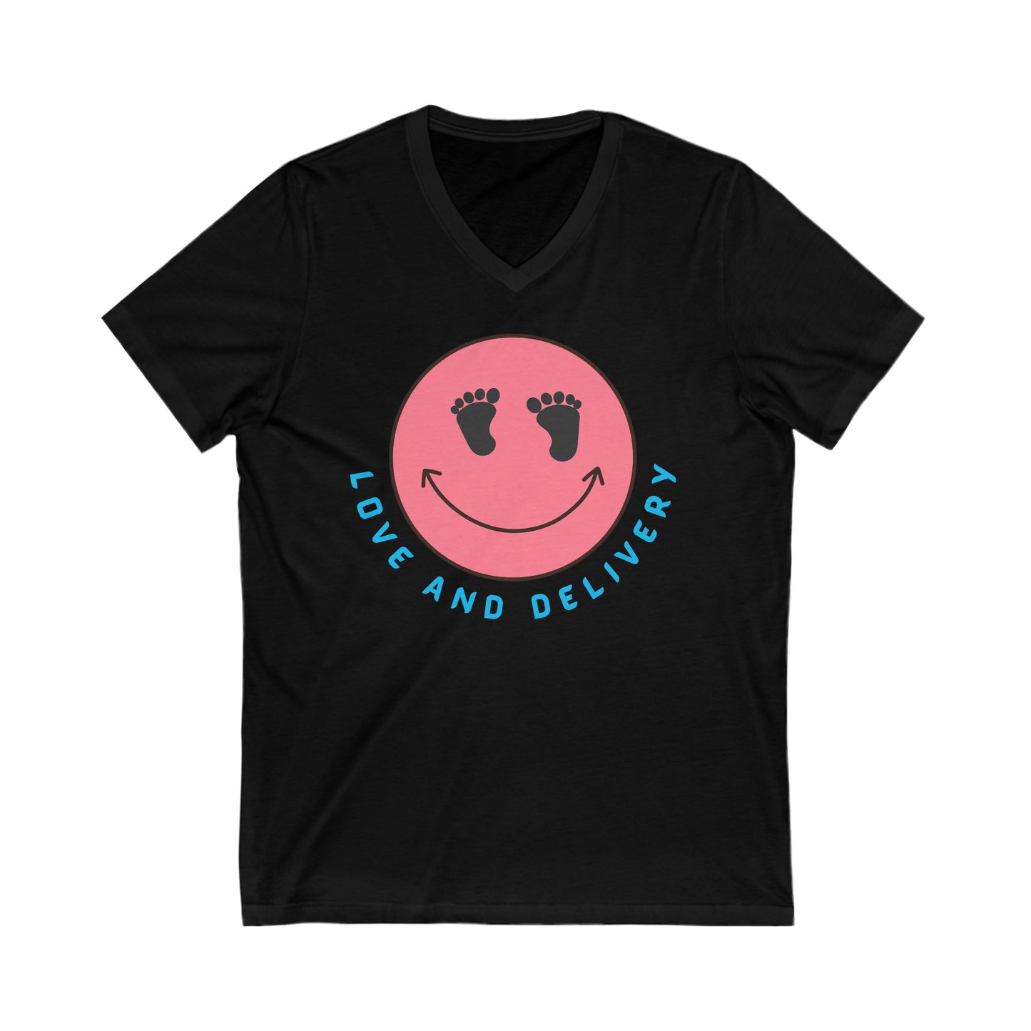 V NECK T SHIRT LOVE AND DELIVERY NURSE GIFT FOR L & D NURSES