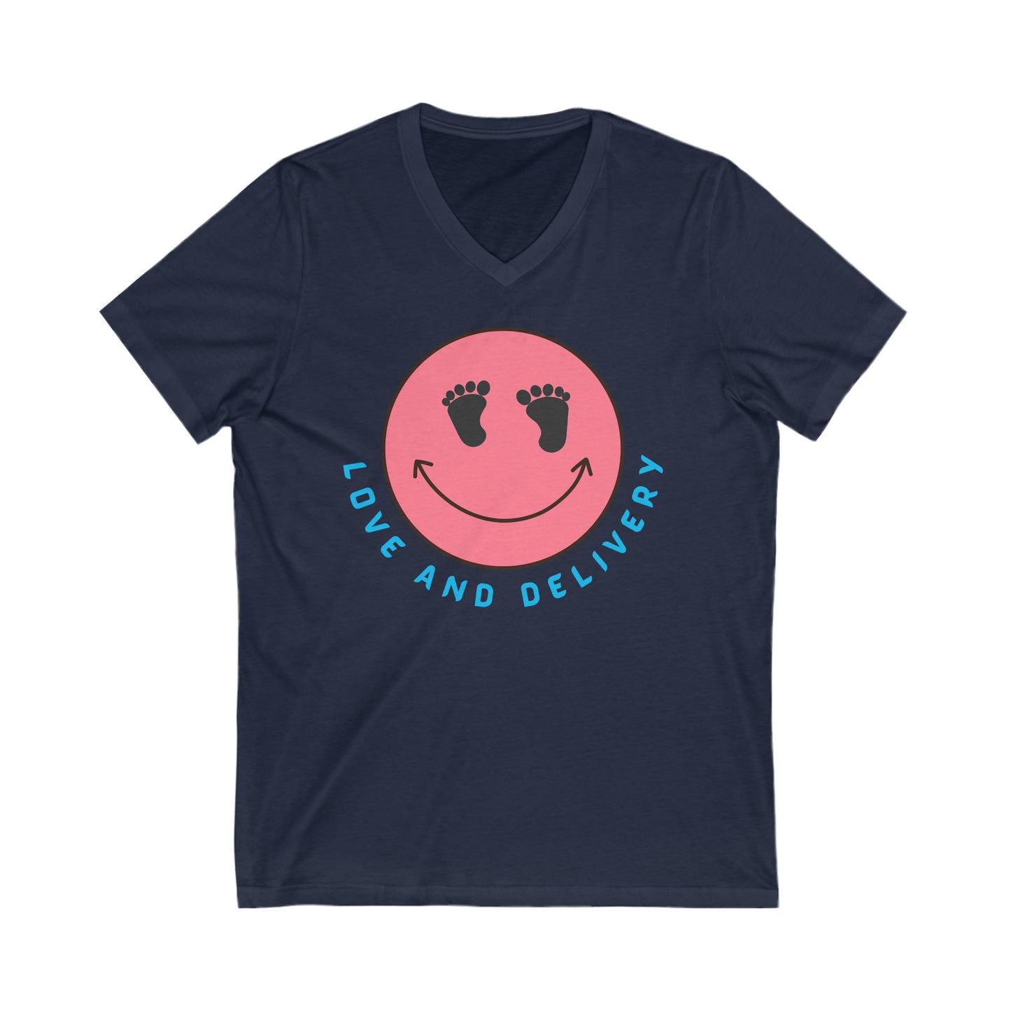 V NECK T SHIRT LOVE AND DELIVERY NURSE GIFT FOR L & D NURSES