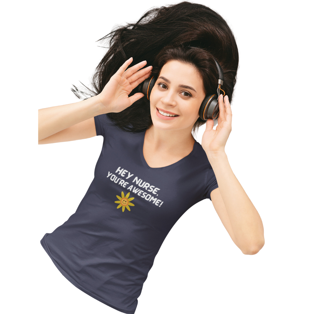 AWESOME NURSE UNISEX V NECK TEE SHIRT GIFT