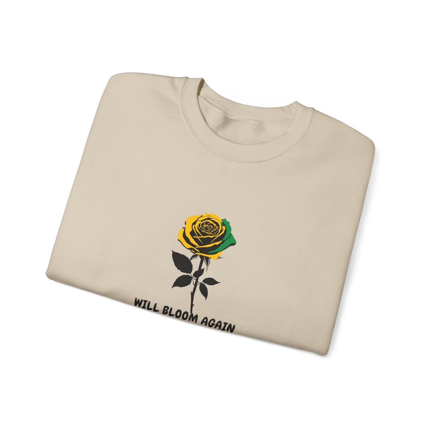 "Will Bloom Again" Rose Graphic Jamaican colors