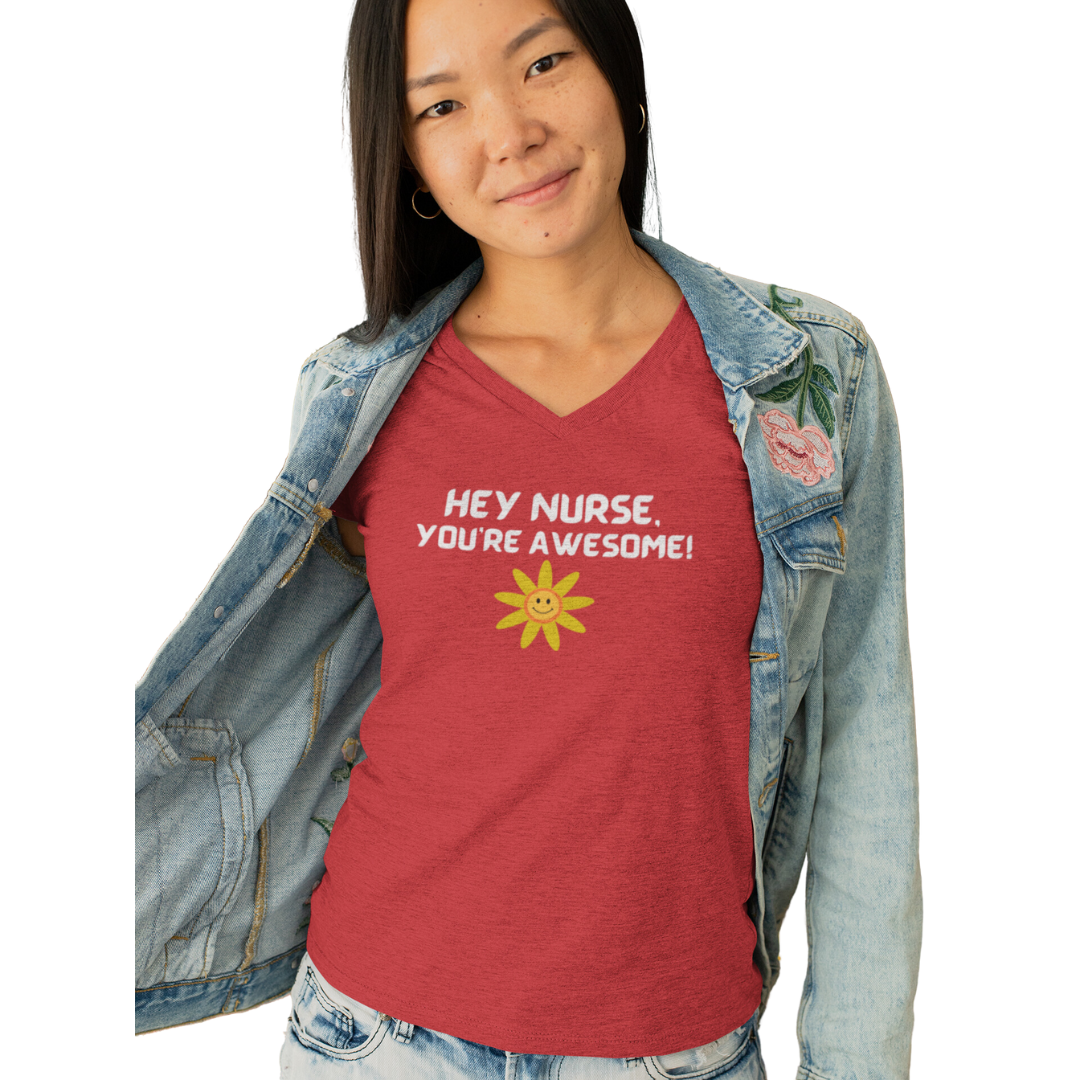 AWESOME NURSE UNISEX V NECK TEE SHIRT GIFT