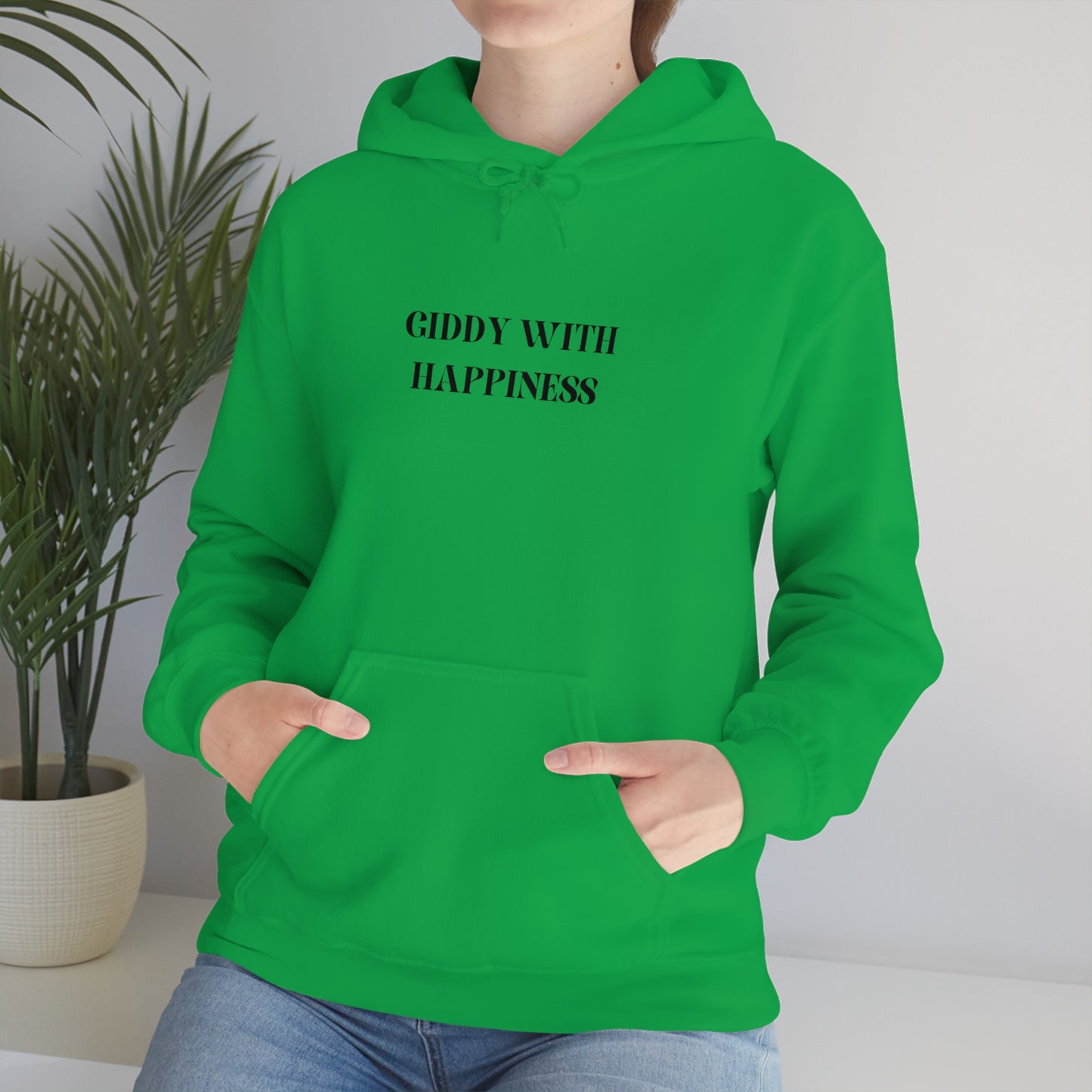 Giddy with happiness unisex Heavy Blend Hooded Sweatshirt gift , inspirational words hoodies, sweatshirts that celebrate happy emotions