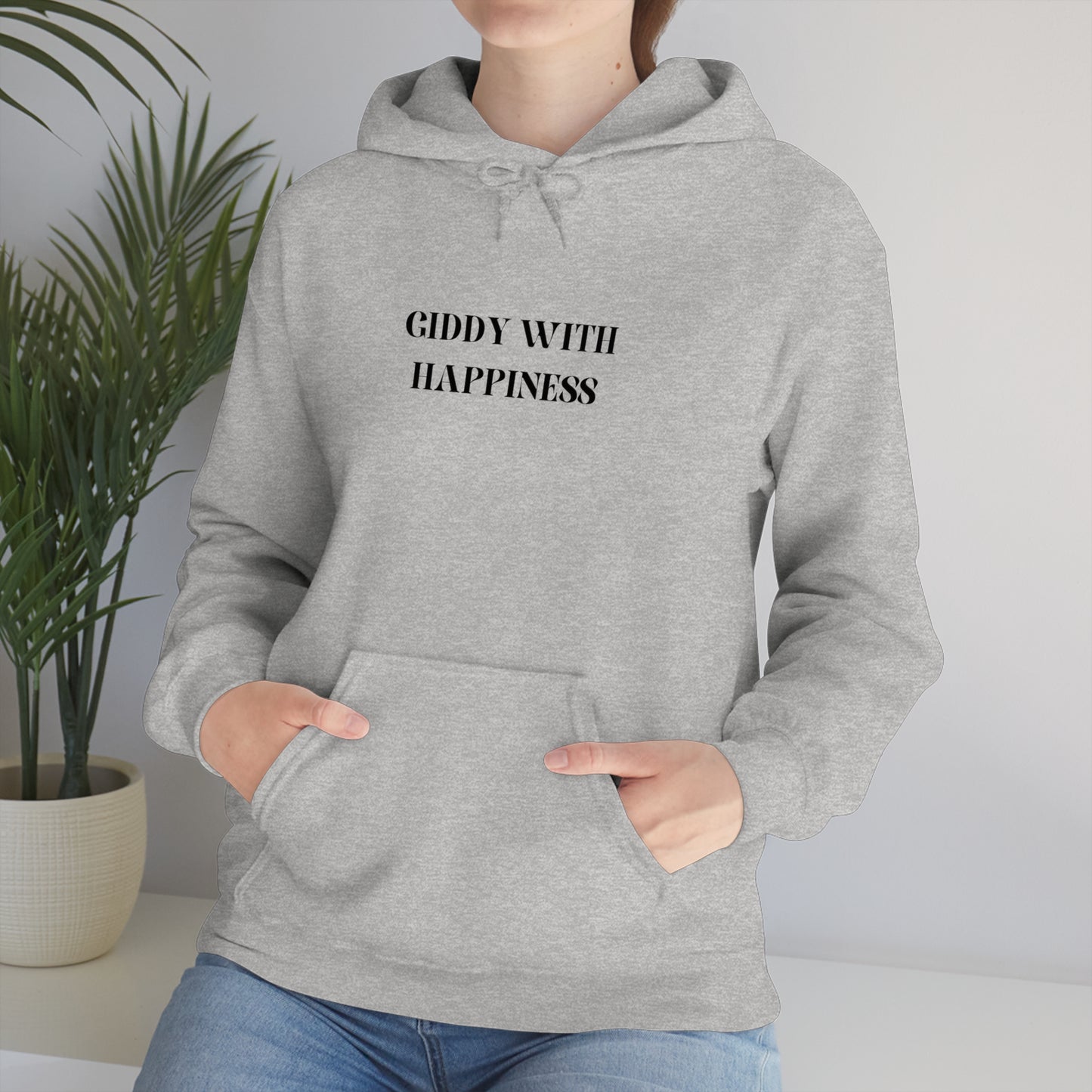 Giddy with happiness unisex Heavy Blend Hooded Sweatshirt gift , inspirational words hoodies, sweatshirts that celebrate happy emotions