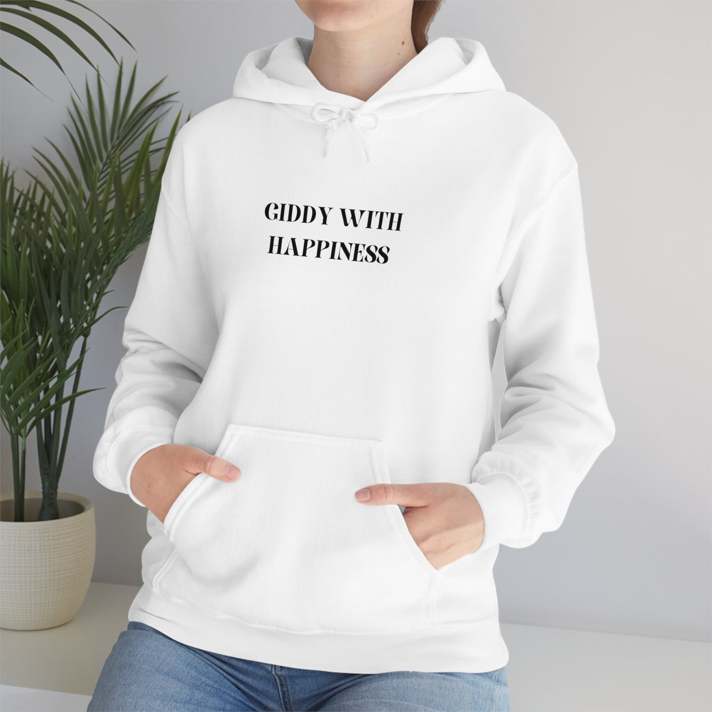 Giddy with happiness unisex Heavy Blend Hooded Sweatshirt gift , inspirational words hoodies, sweatshirts that celebrate happy emotions