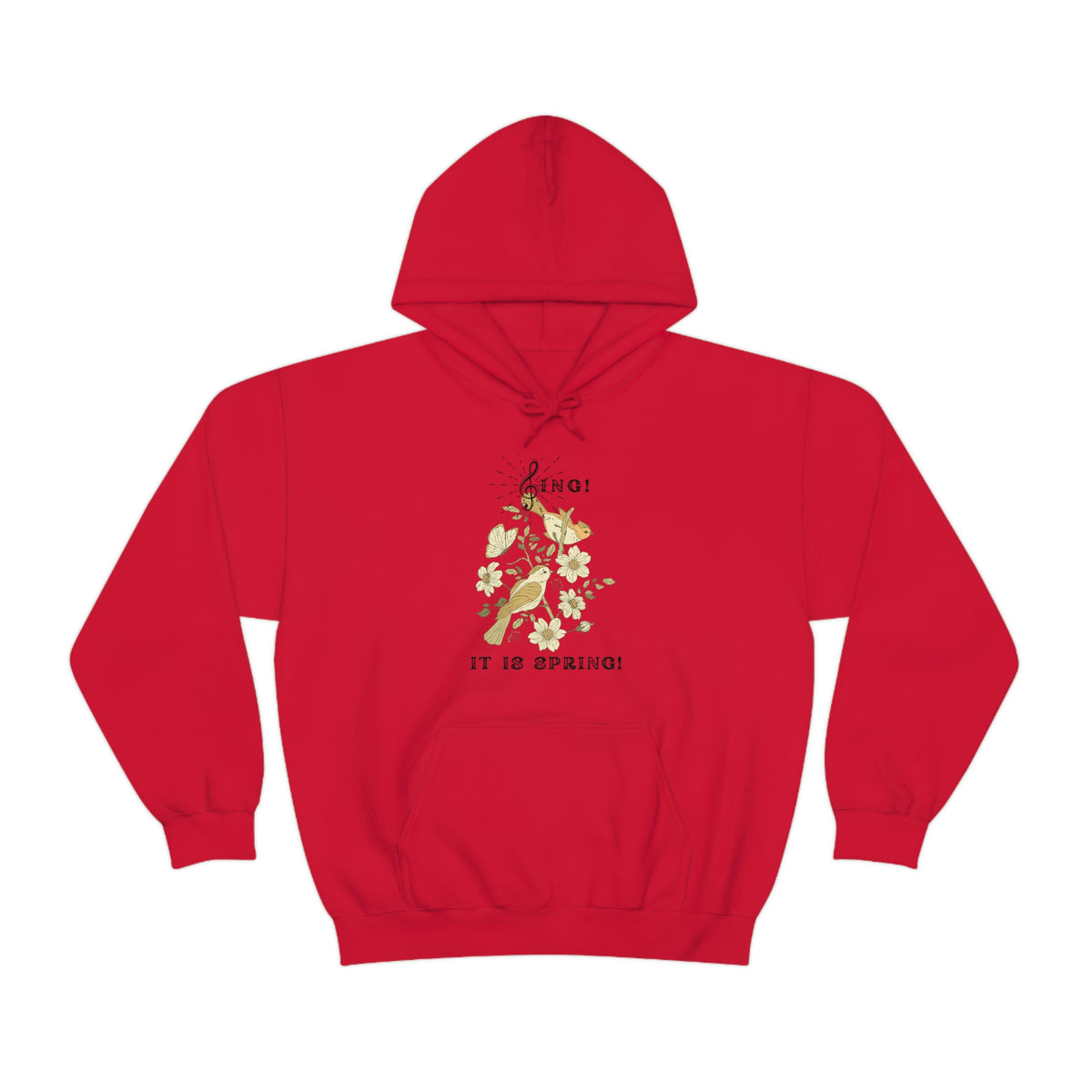 SING IT IS SPRING UNISEX HOODED SWEATSHIRT GIFT WITH BLACK FONT