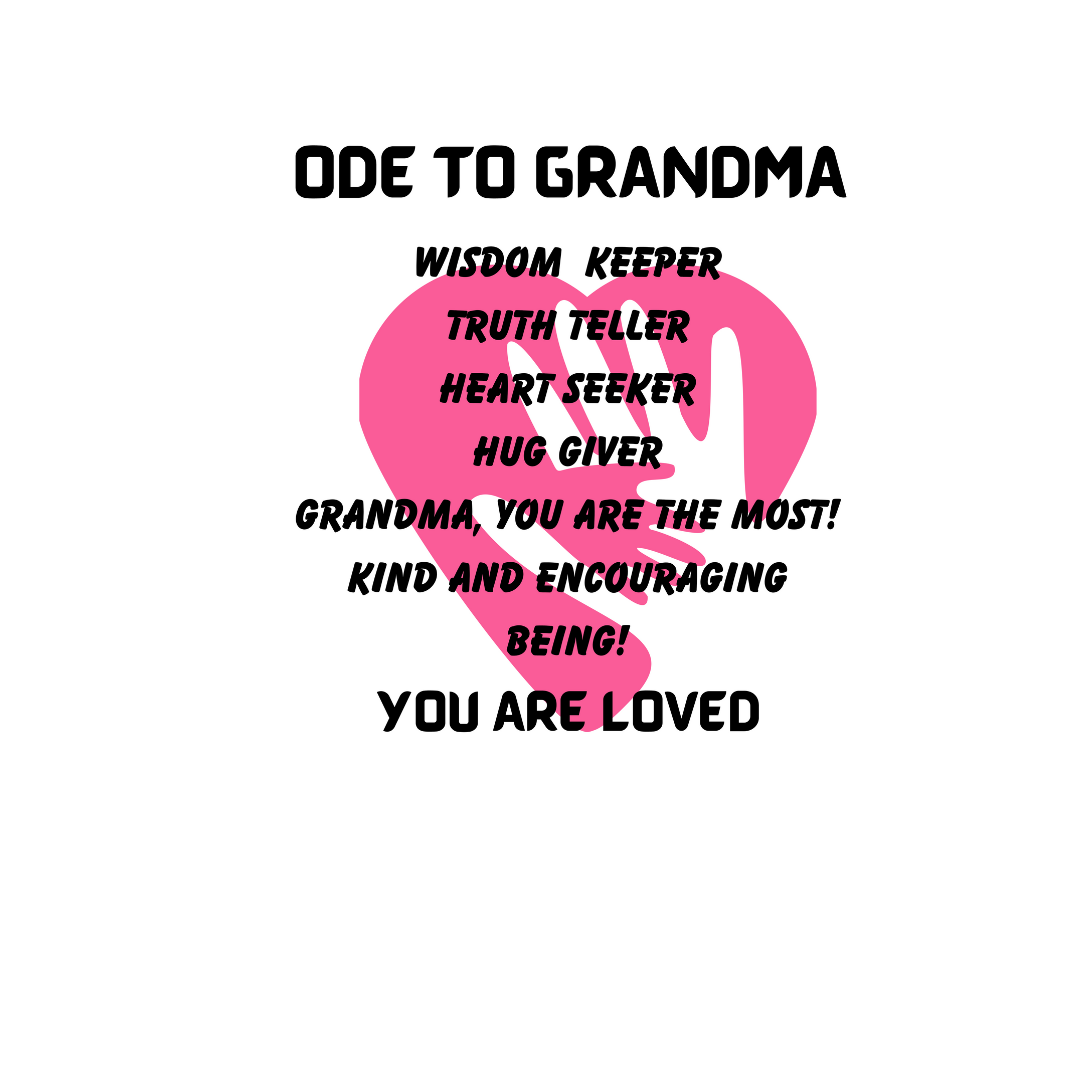 ODE TO GRANDMA V NECK T SHIRT GIFT FOR GRADMOTHERS (BLACK FONT)