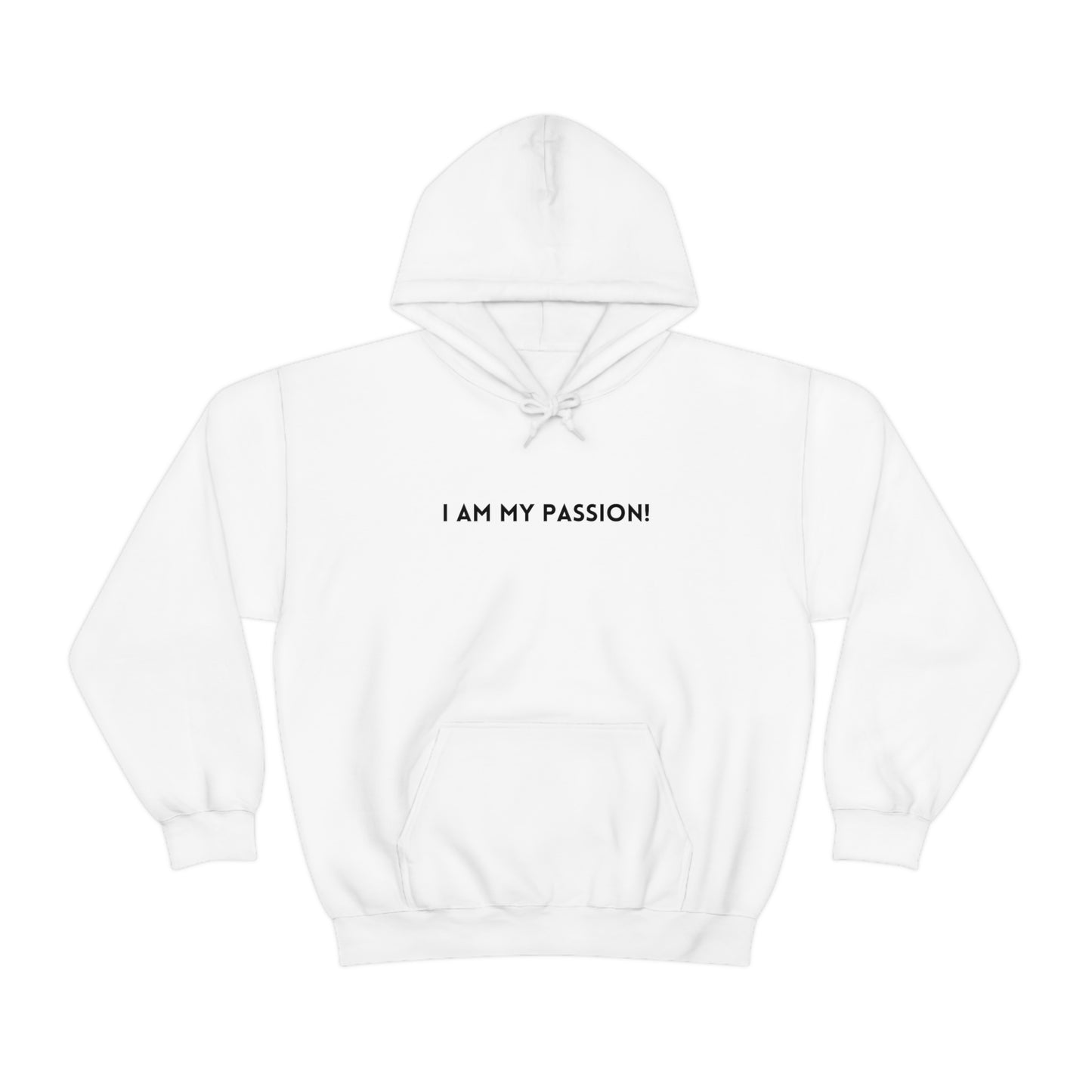 I am my passion unisex hooded sweatshirt gift, inspirational words hoodie gift, hoodie gift for friends or family( Black Font)