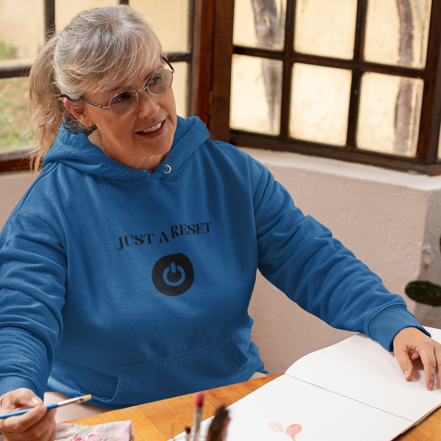 Just a reset hooded sweatshirt gift, hoodie gift to celebrate mental wellbeing, sweatshirt gift for friends and family