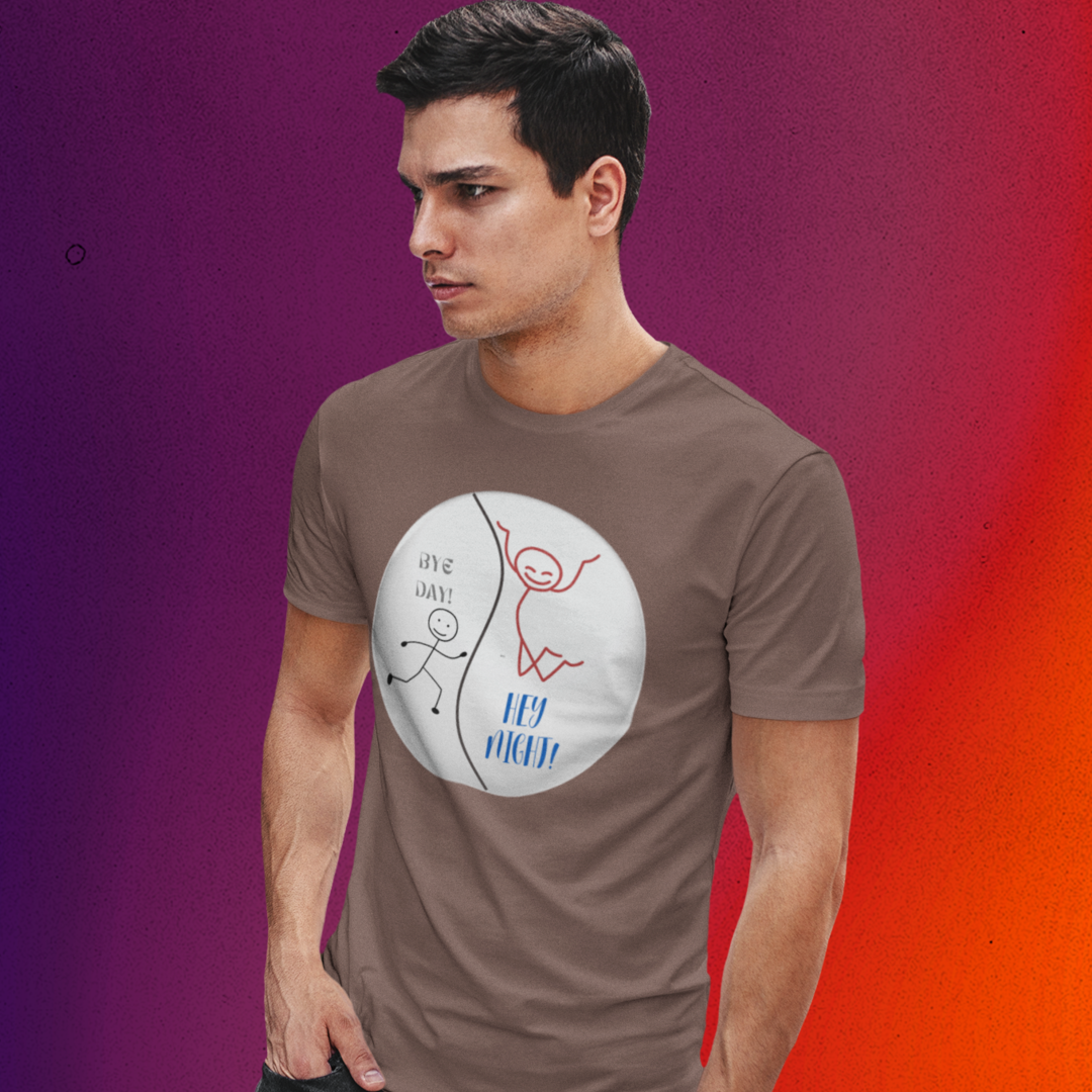 BYE DAY! HEY NIGHT! FUN CREW NECK T SHIRT GIFT RED