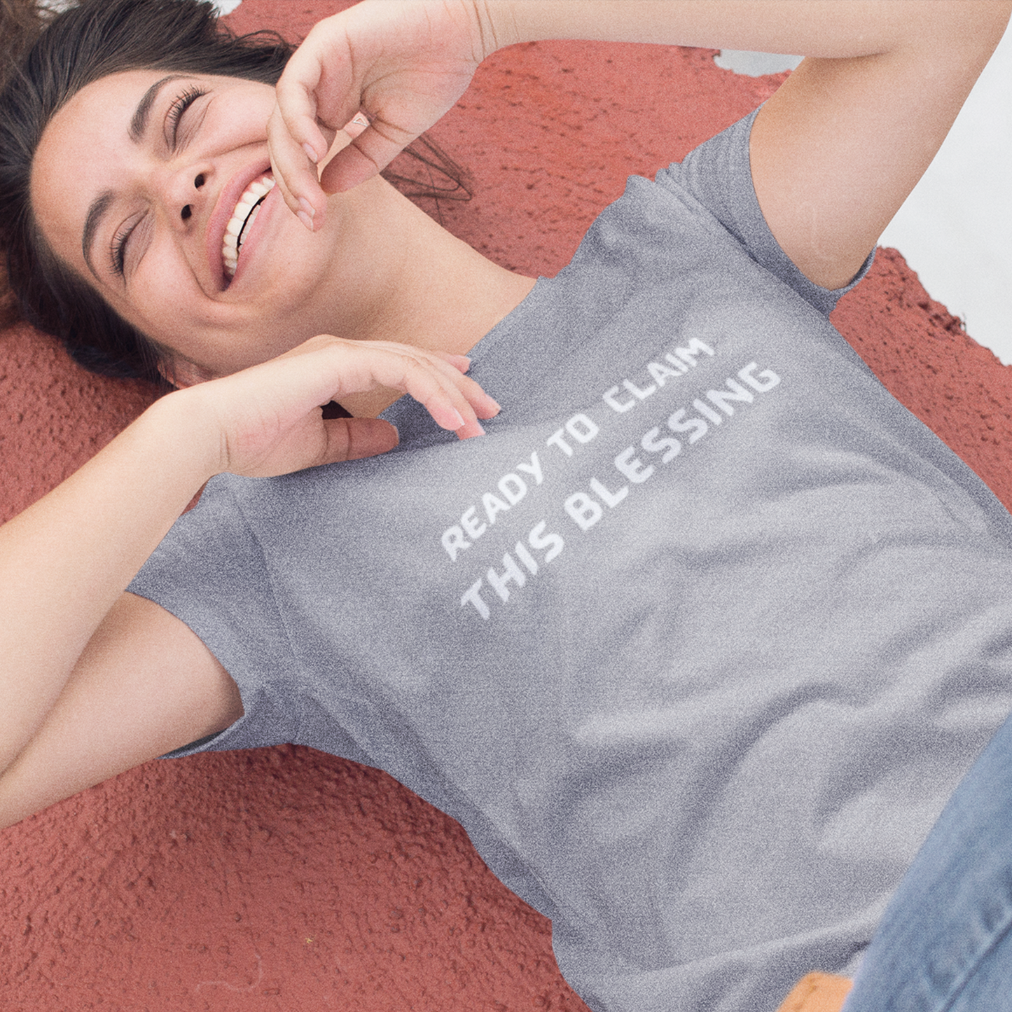 Ready to claim this blessing unisex inspirational words tee shirt T shirt gift expressing gratitude. ( White font)