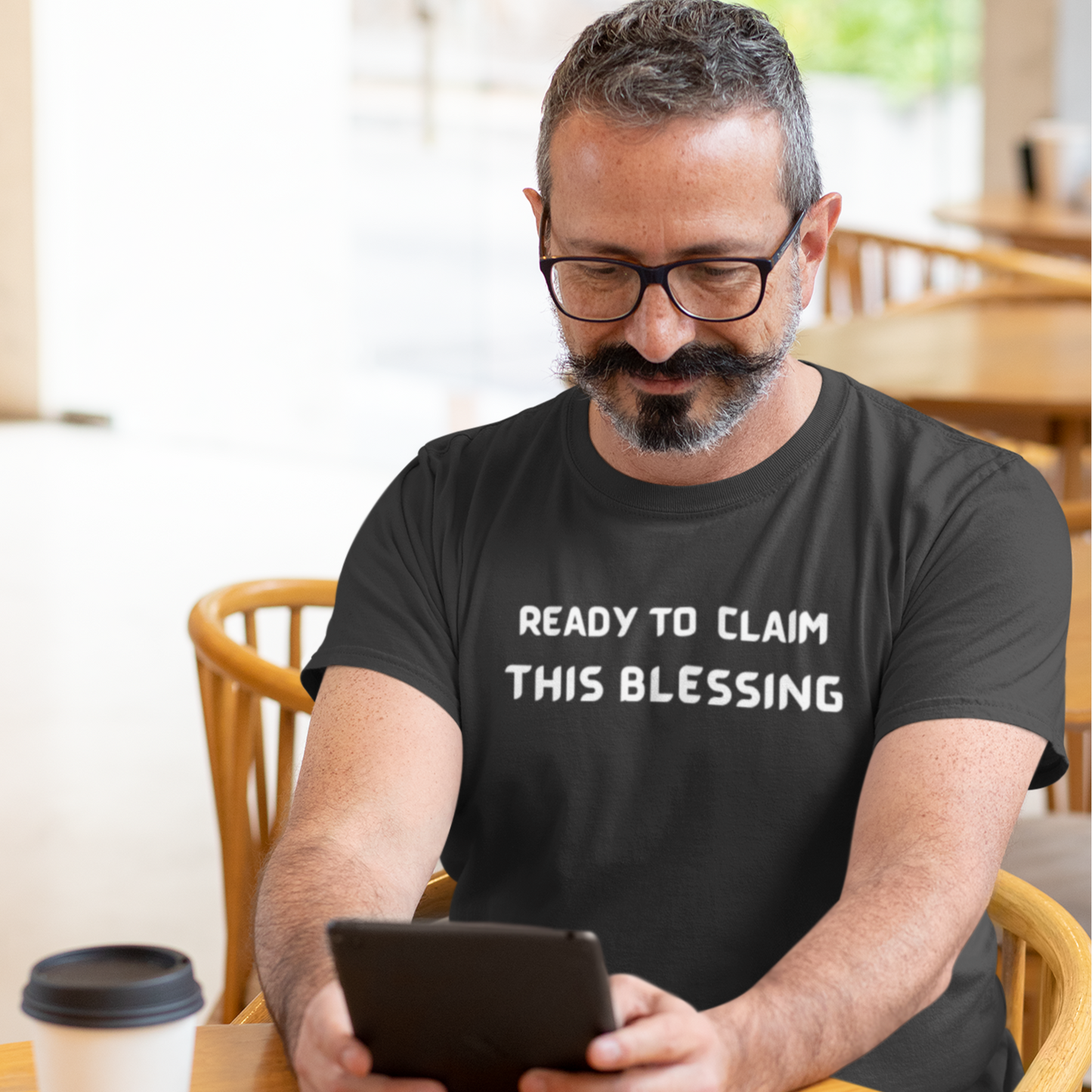 Ready to claim this blessing unisex inspirational words tee shirt T shirt gift expressing gratitude. ( White font)
