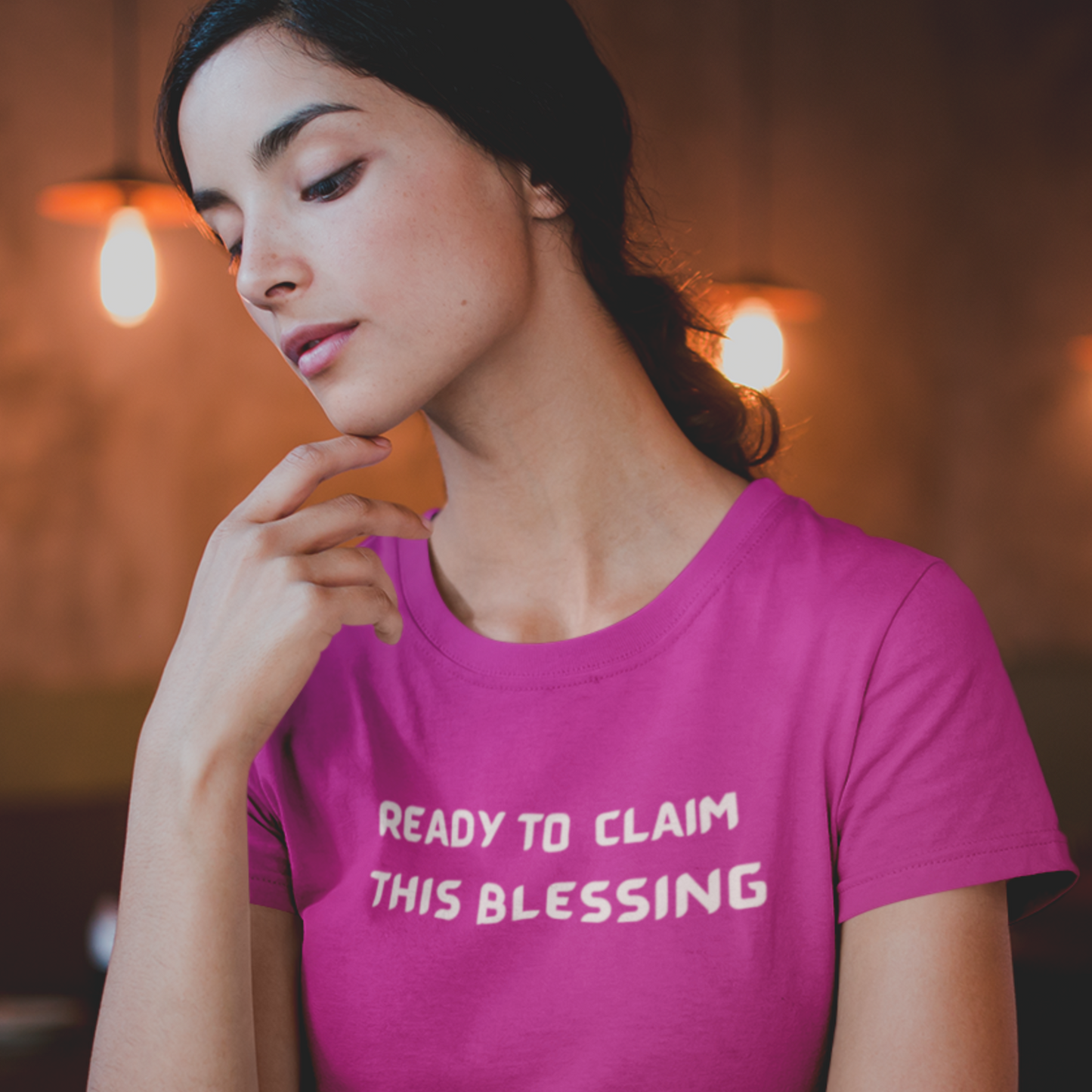 Ready to claim this blessing unisex inspirational words tee shirt T shirt gift expressing gratitude. ( White font)