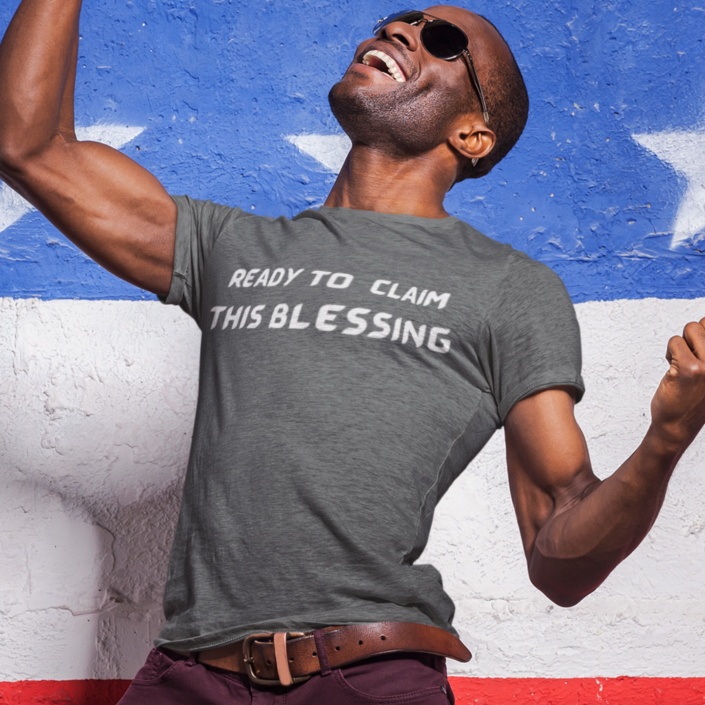 Ready to claim this blessing unisex inspirational words tee shirt T shirt gift expressing gratitude. ( White font)