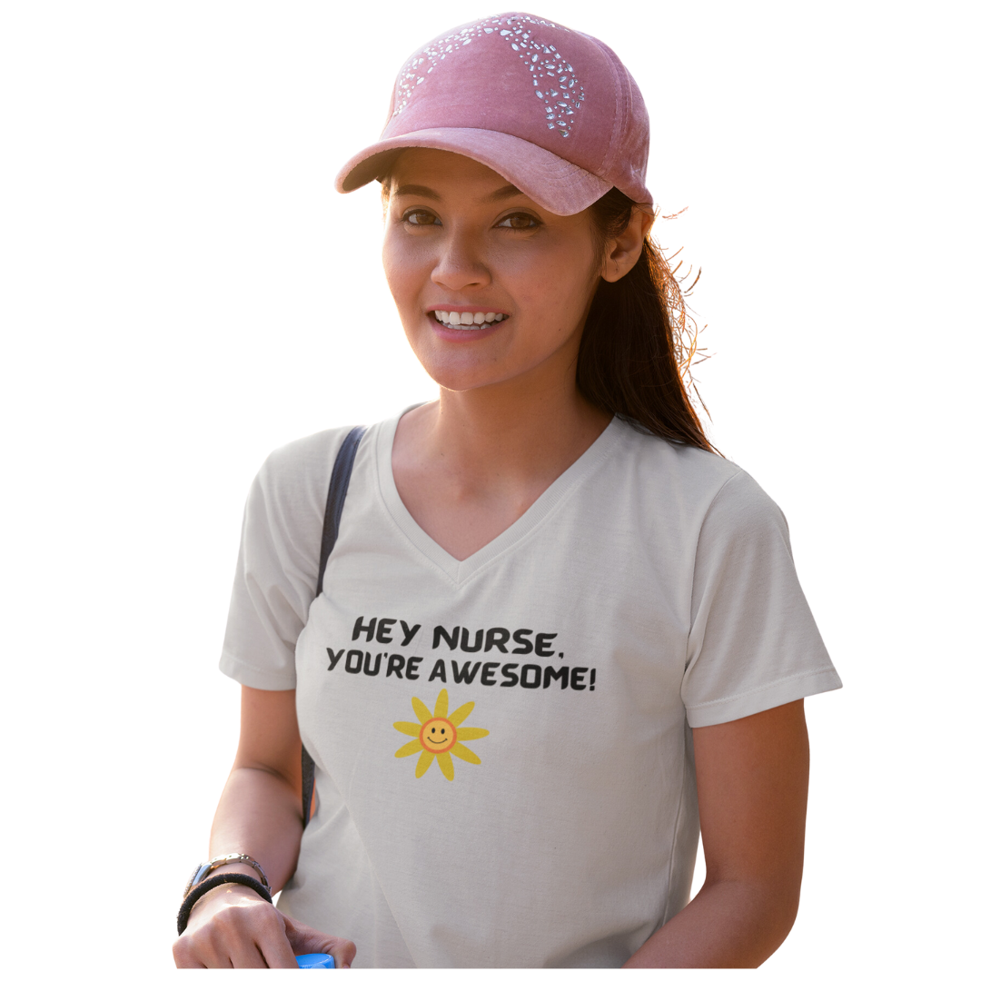 AWESOME NURSE V NECK T SHIRT GIFT FOR NURSE