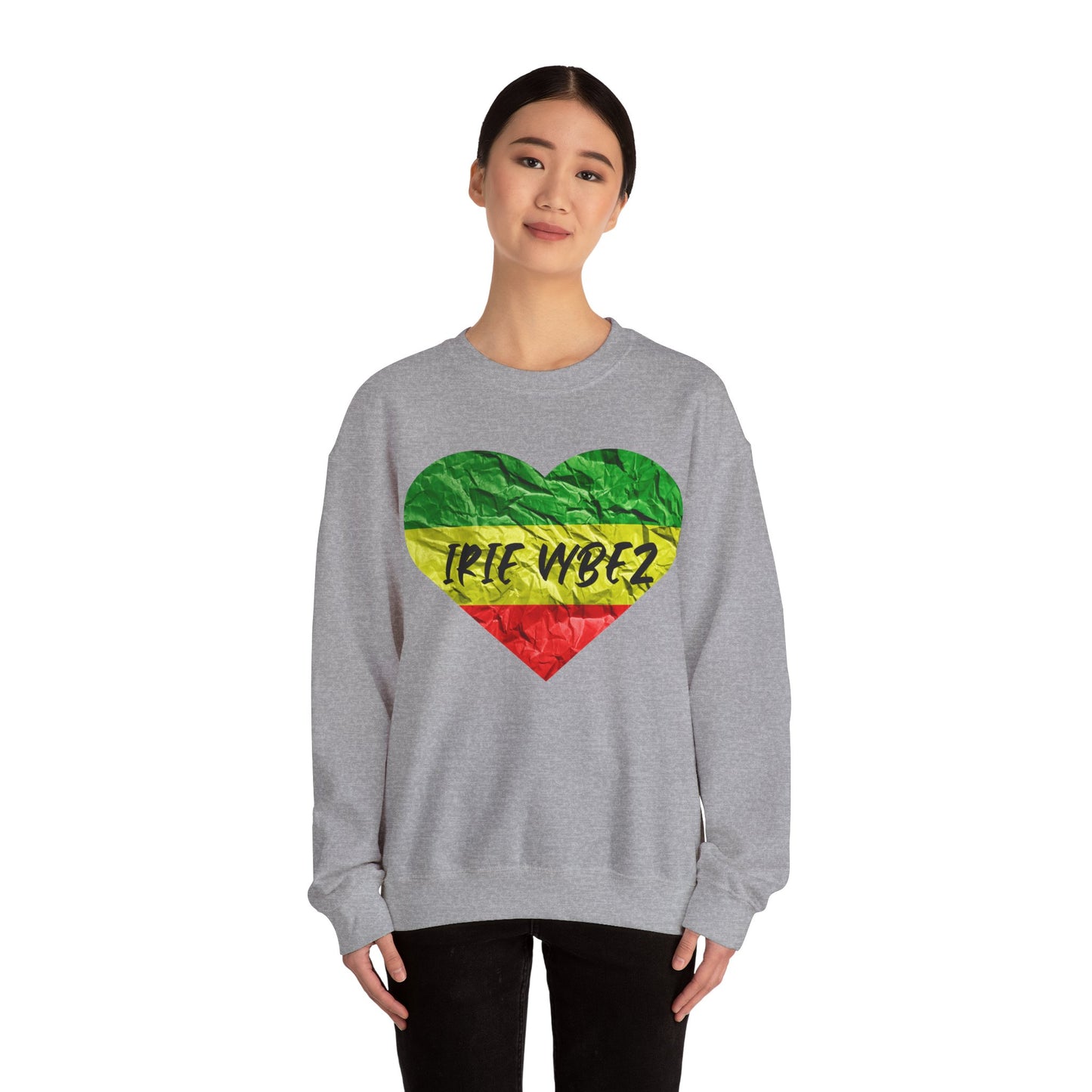 IRIE VYBEZ ROOTS COLOR HEART DESIGN CREWNECK SWEATSHIRT