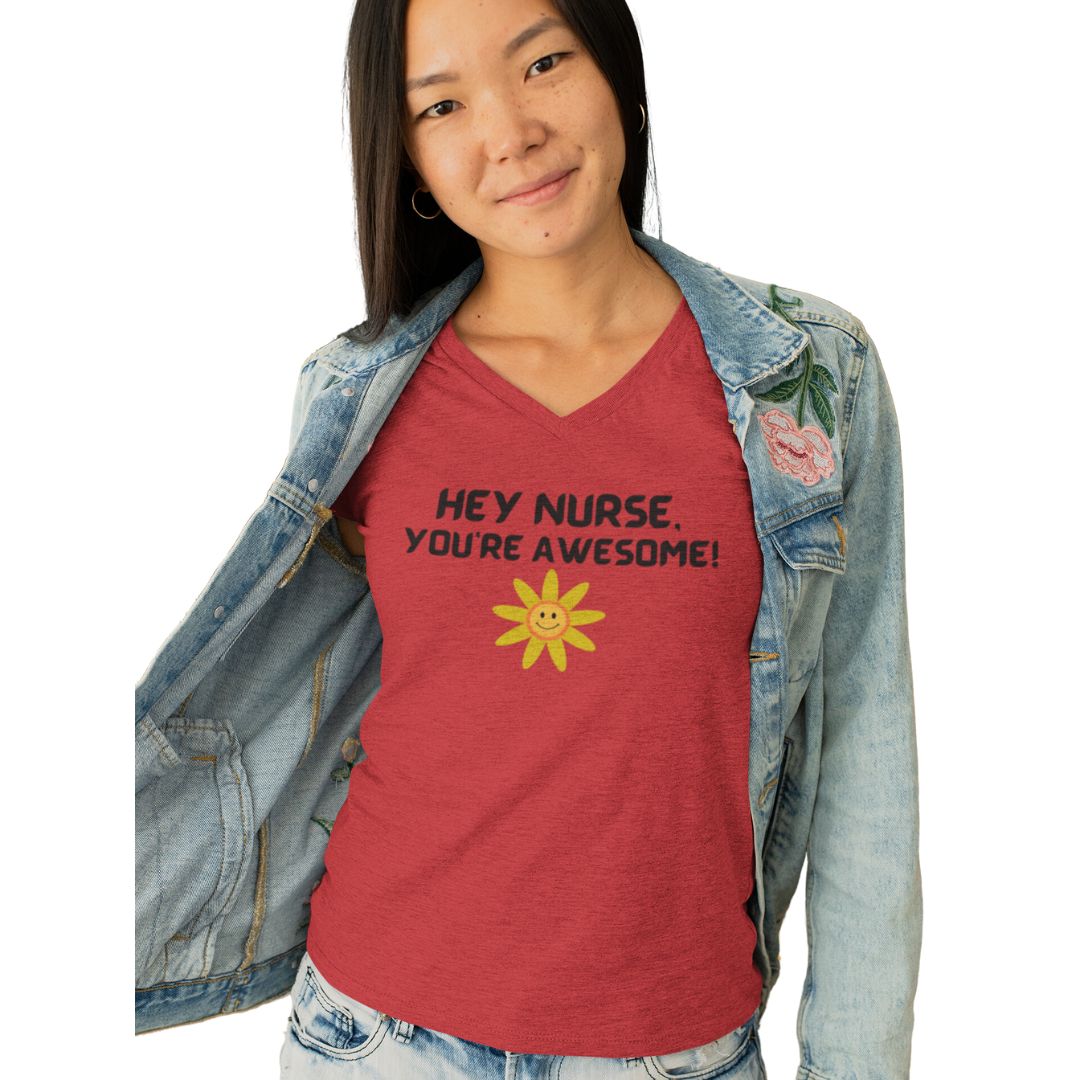 AWESOME NURSE V NECK T SHIRT GIFT FOR NURSE