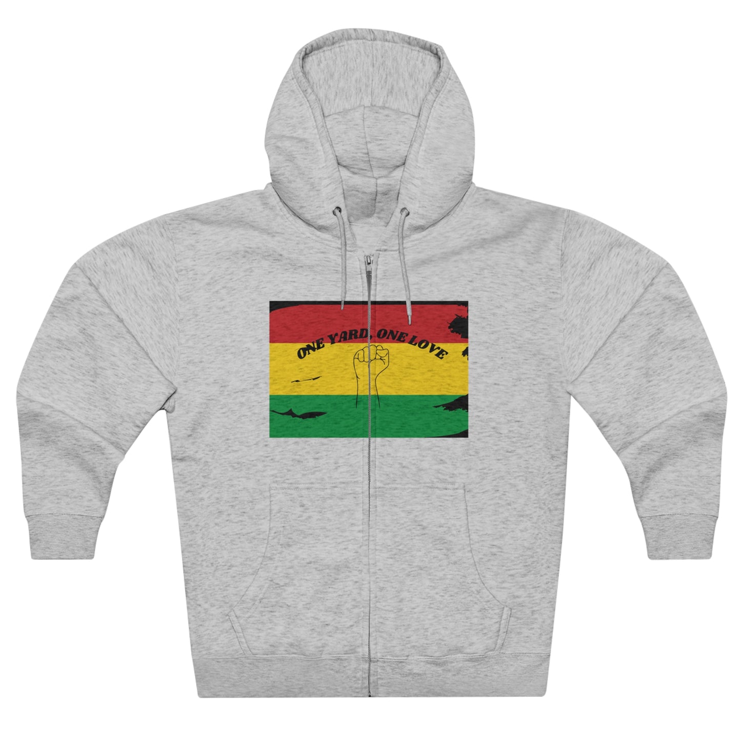 ONE YARD ONE LOVE BLACK CULTURE THEME ZIP FRONT HOODIE