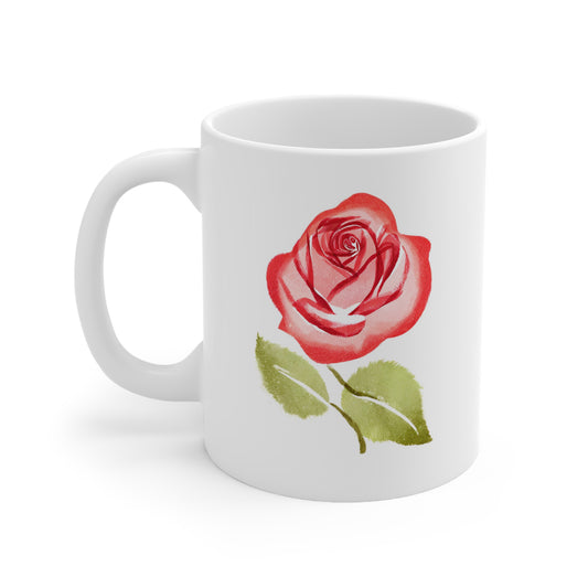 PAINTED ROSE WHITE COFFEE MUG GIFT