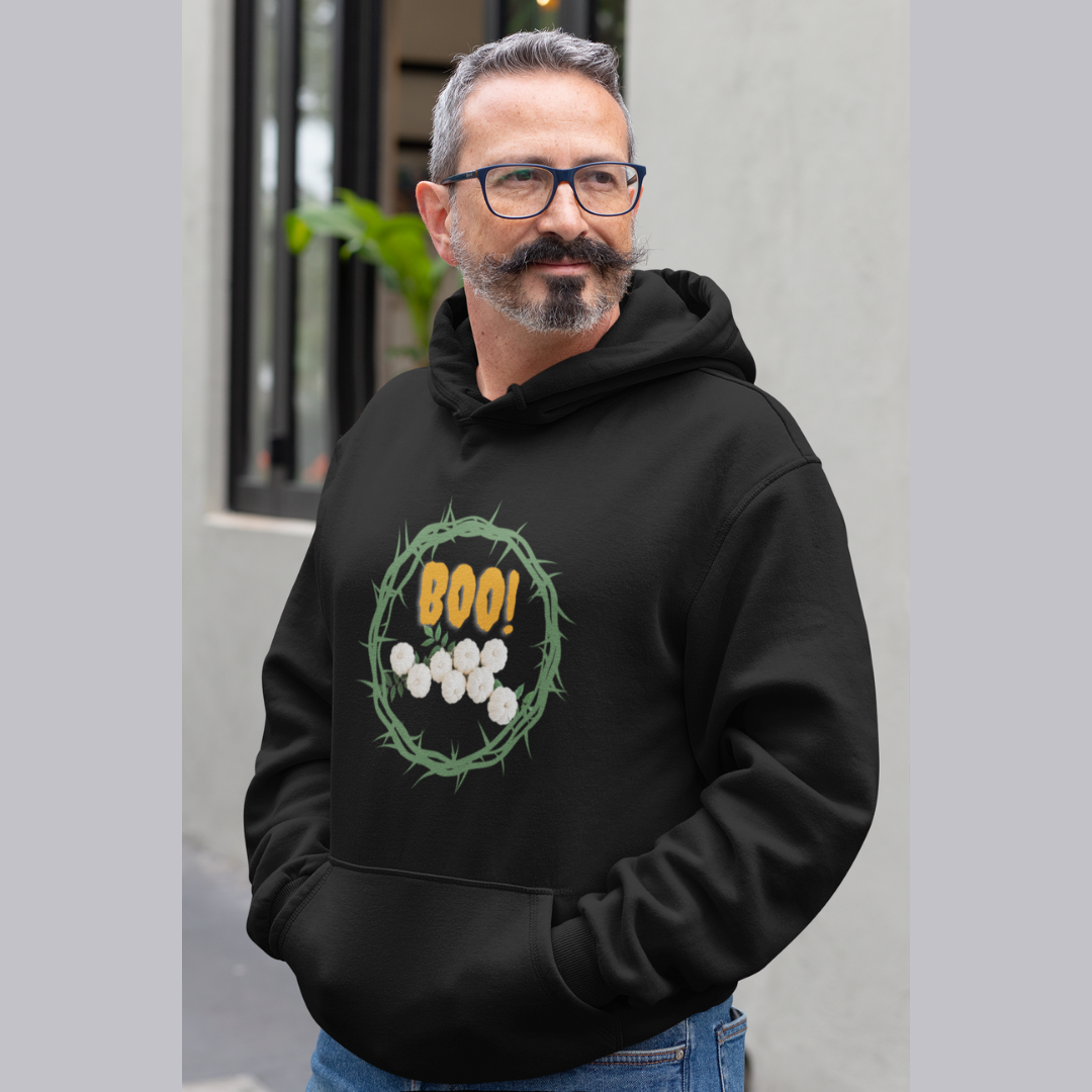 BOO THORN WREATH HALLOWEEN UNISEX HOODIE GIFT