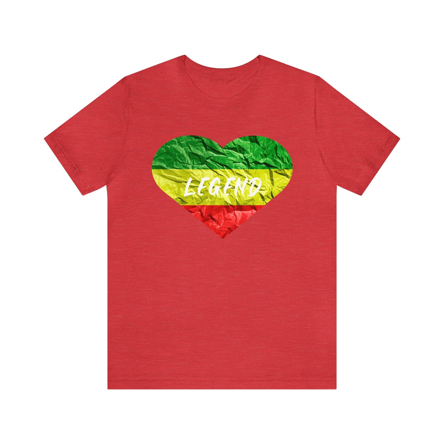 LEGEND RED GREEN AND GOLD HEART DESIGN CREWNECK T SHIRT