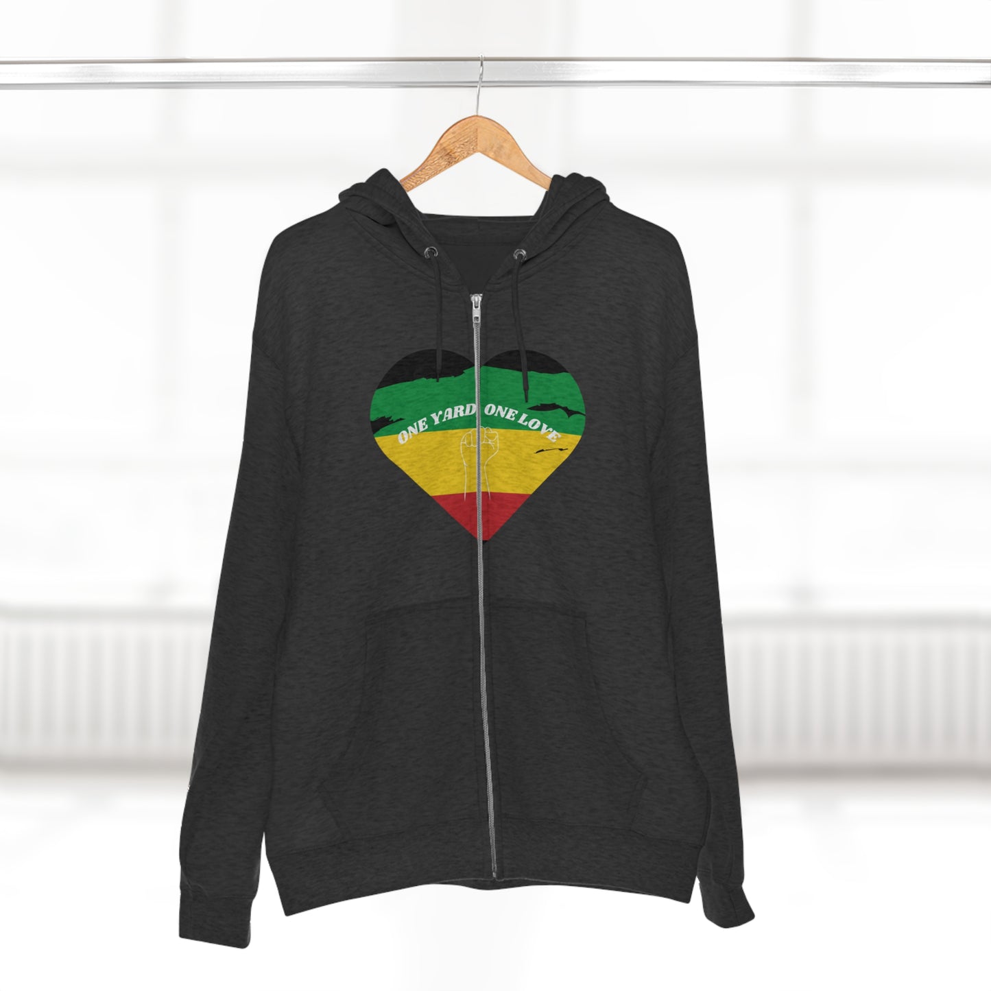 ONE YARD ONE LOVE ZIP FRONT HOODIE