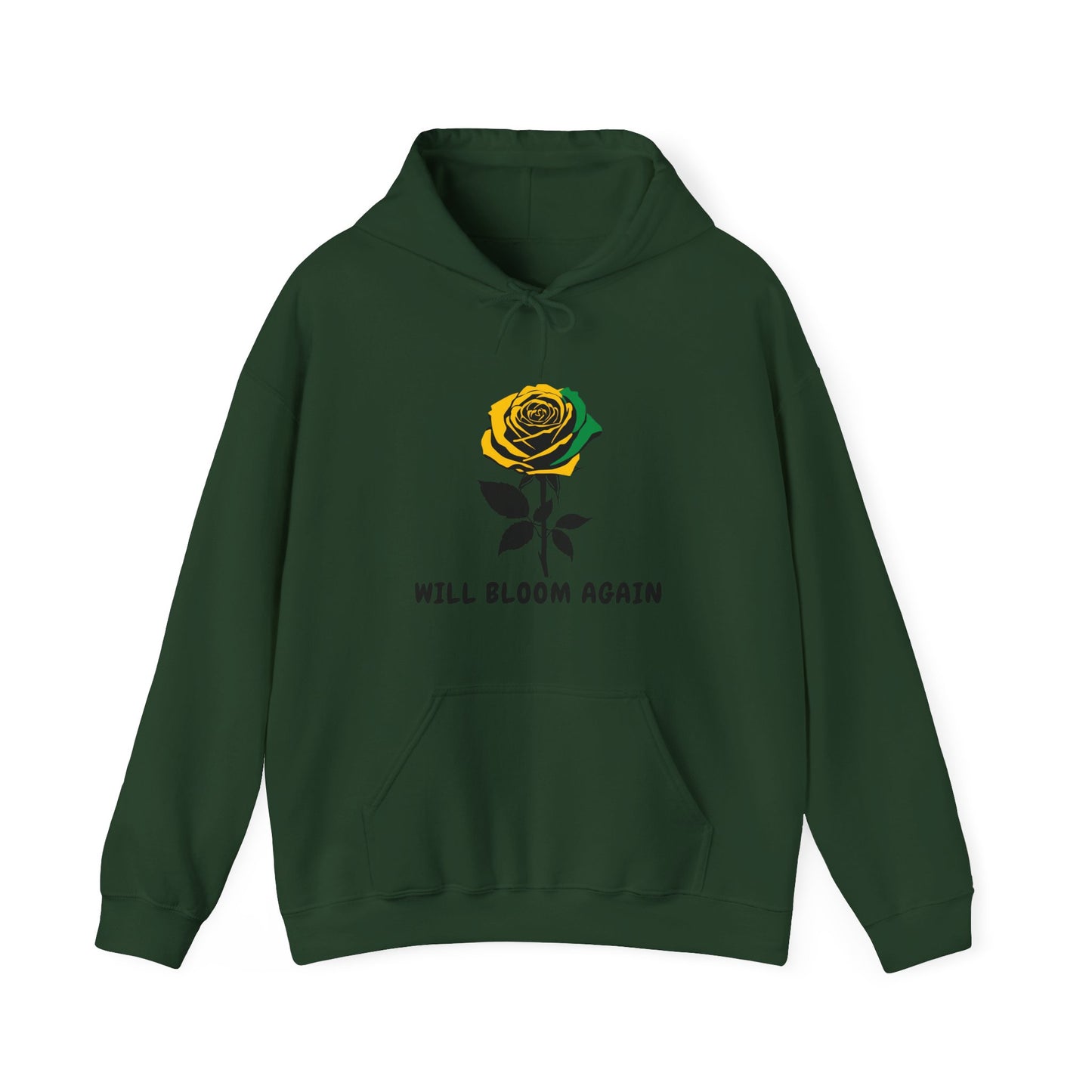 Green Black &  Gold Rose Graphic Hoodie Jamaica Aid