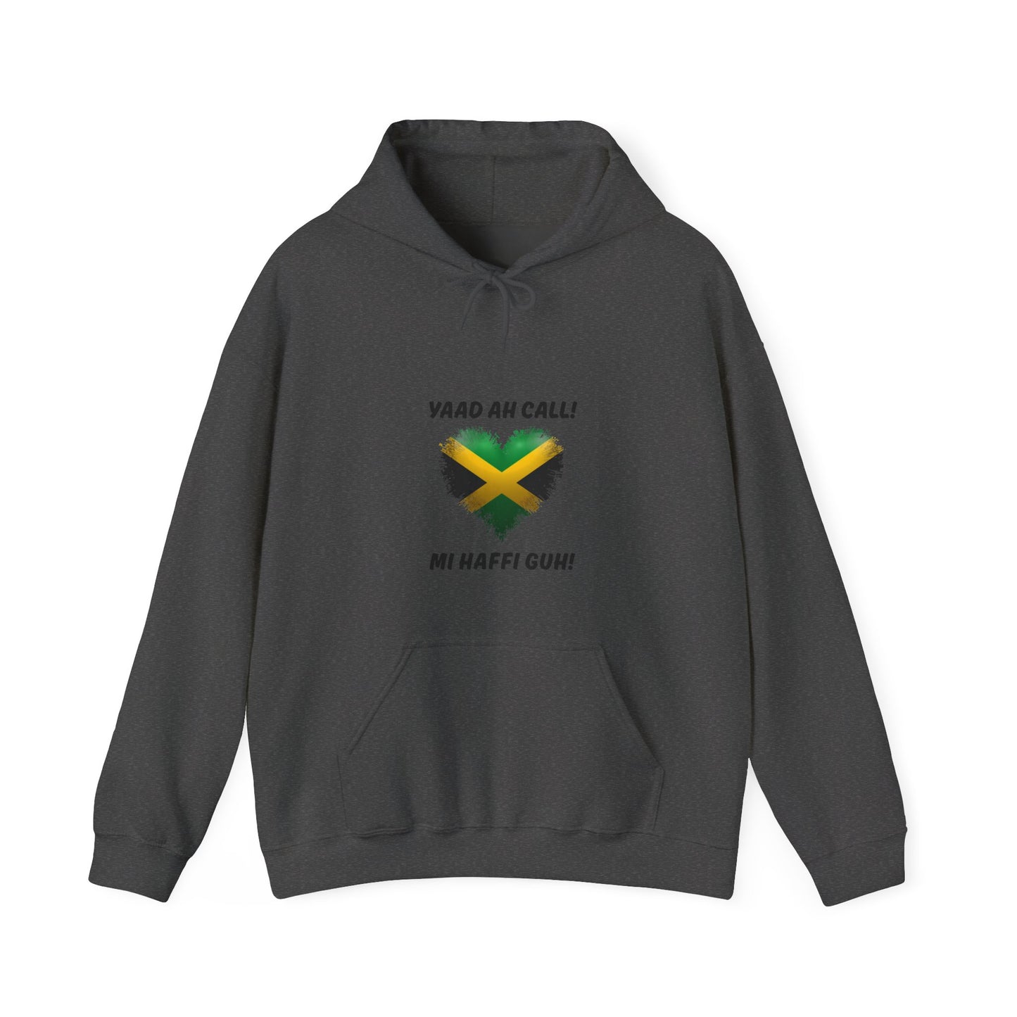 Yaad Ah Call! Mi Haffi Guh! Jamaican Heart Flag Pullover Hoodie