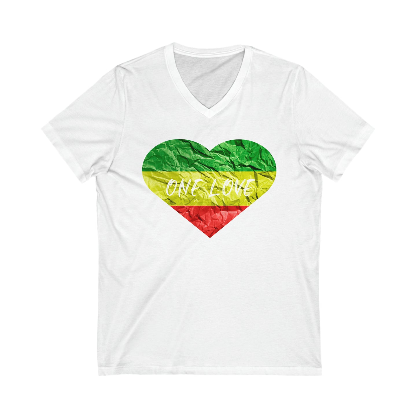 IRIE VYBEZ ITES COLOR HEART DESIGN V NECK TEE SHIRT GIFT