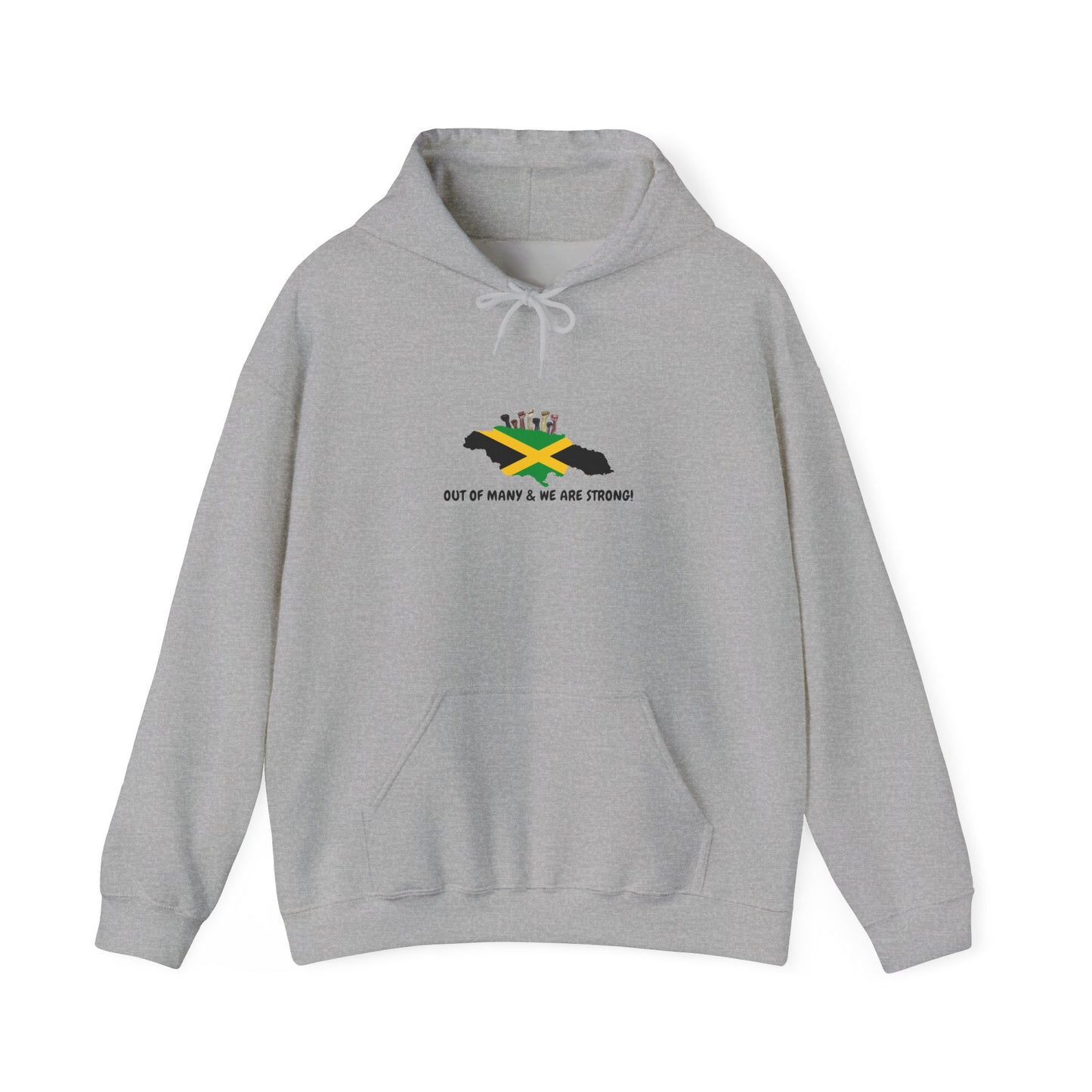 Jamaica Flag Hoodie — "Out of Many, We Are Strong" Unisex Hoodie