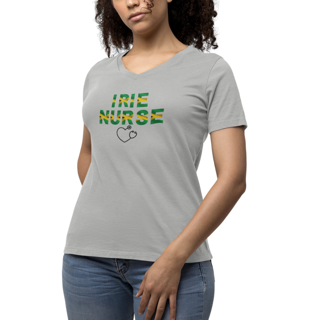 JAMAICAN NURSE V NECK T SHIRT GIFT